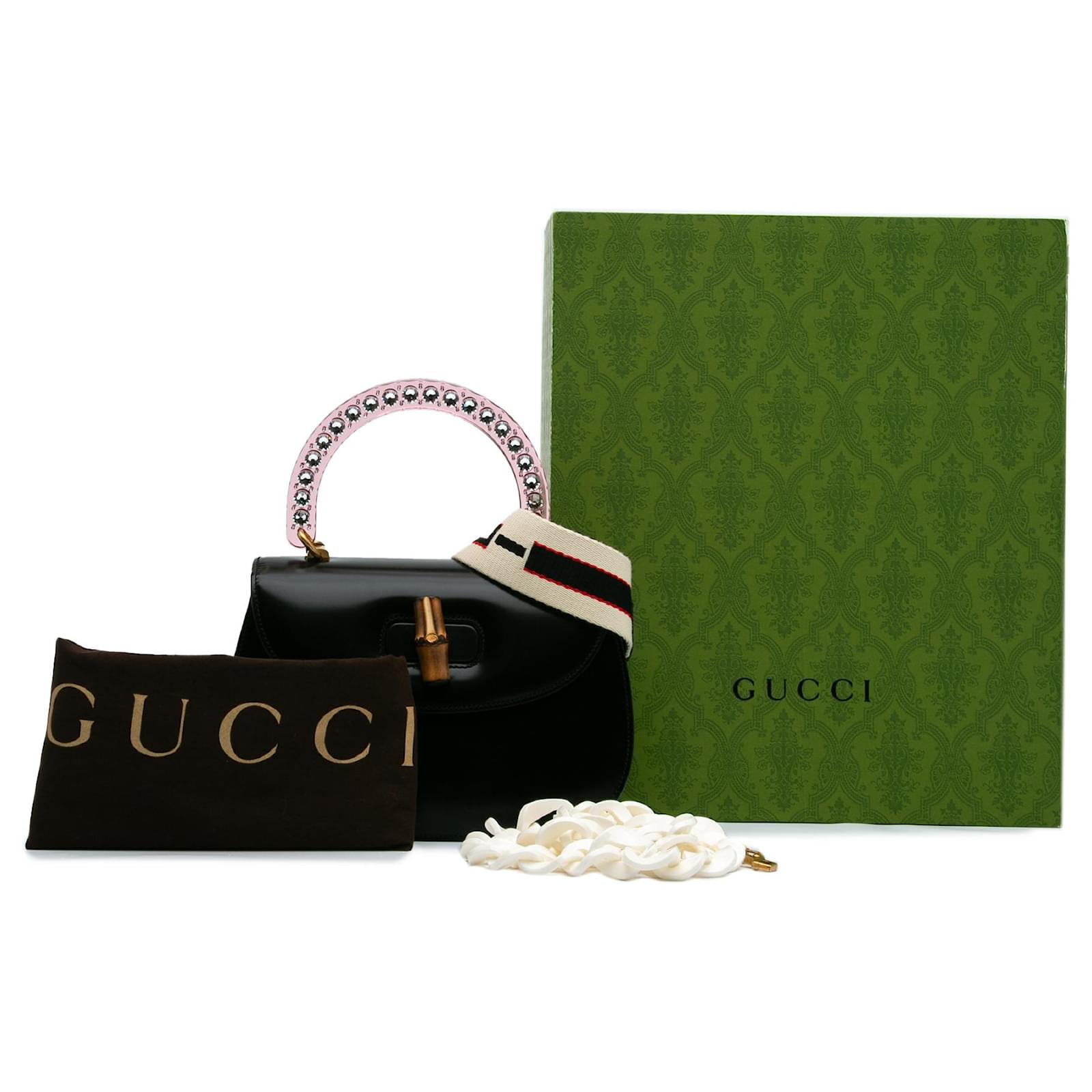 Gucci Black Limited Edition Medium Calfskin Acrylic Classic 2 Top