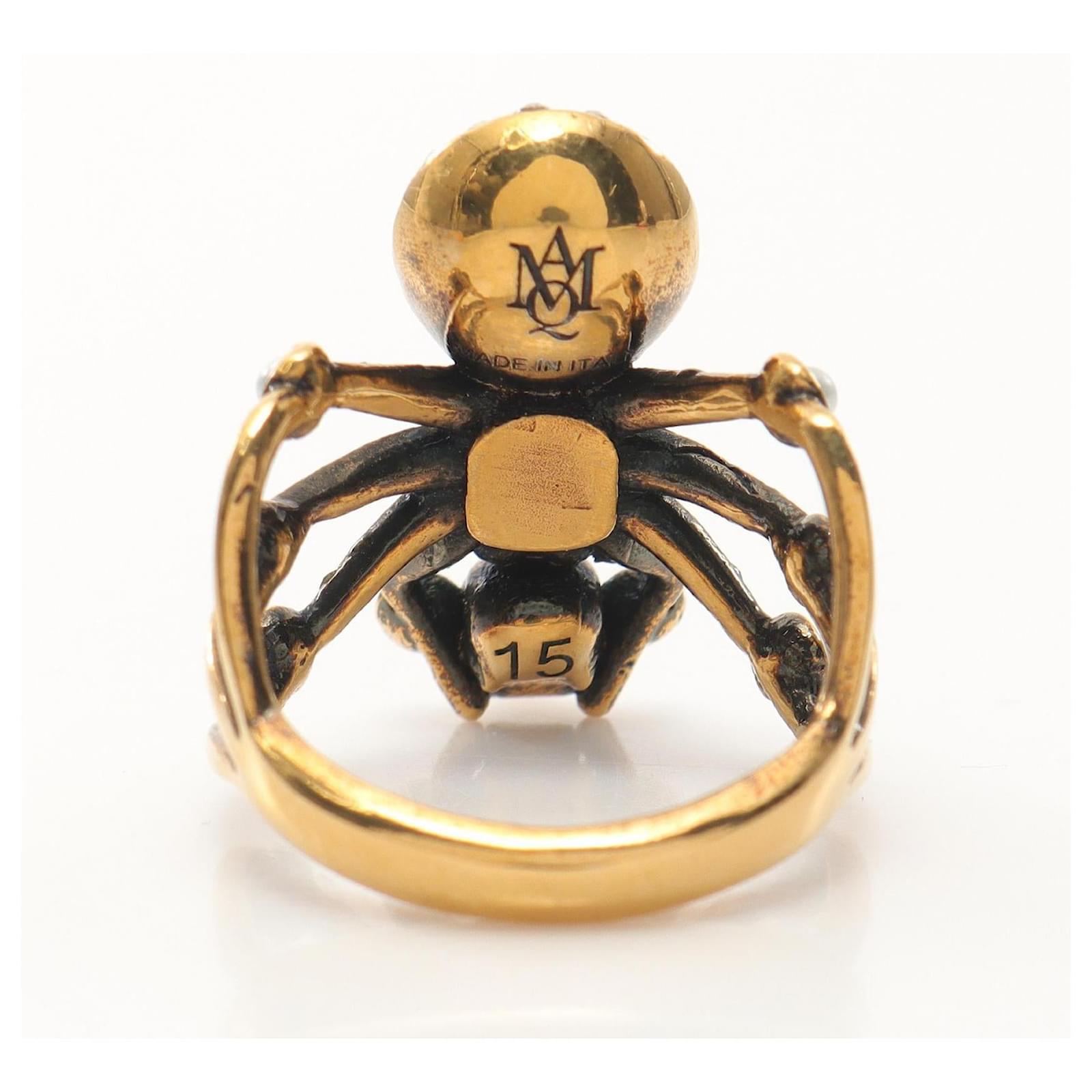 Alexander McQueen Spider Ring Jewelry Golden Metallic Metal ref