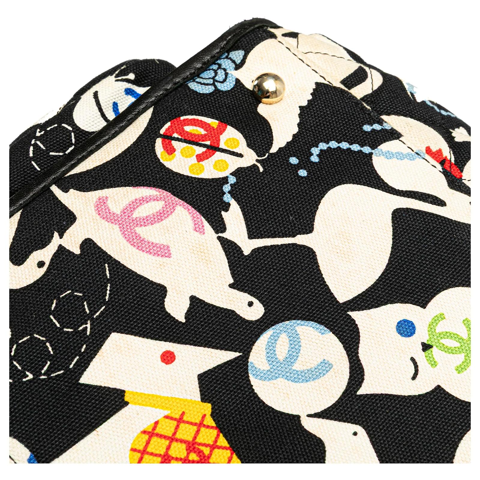 Chanel Black Canvas Baby Animals Diaper Bag Pony-style calfskin