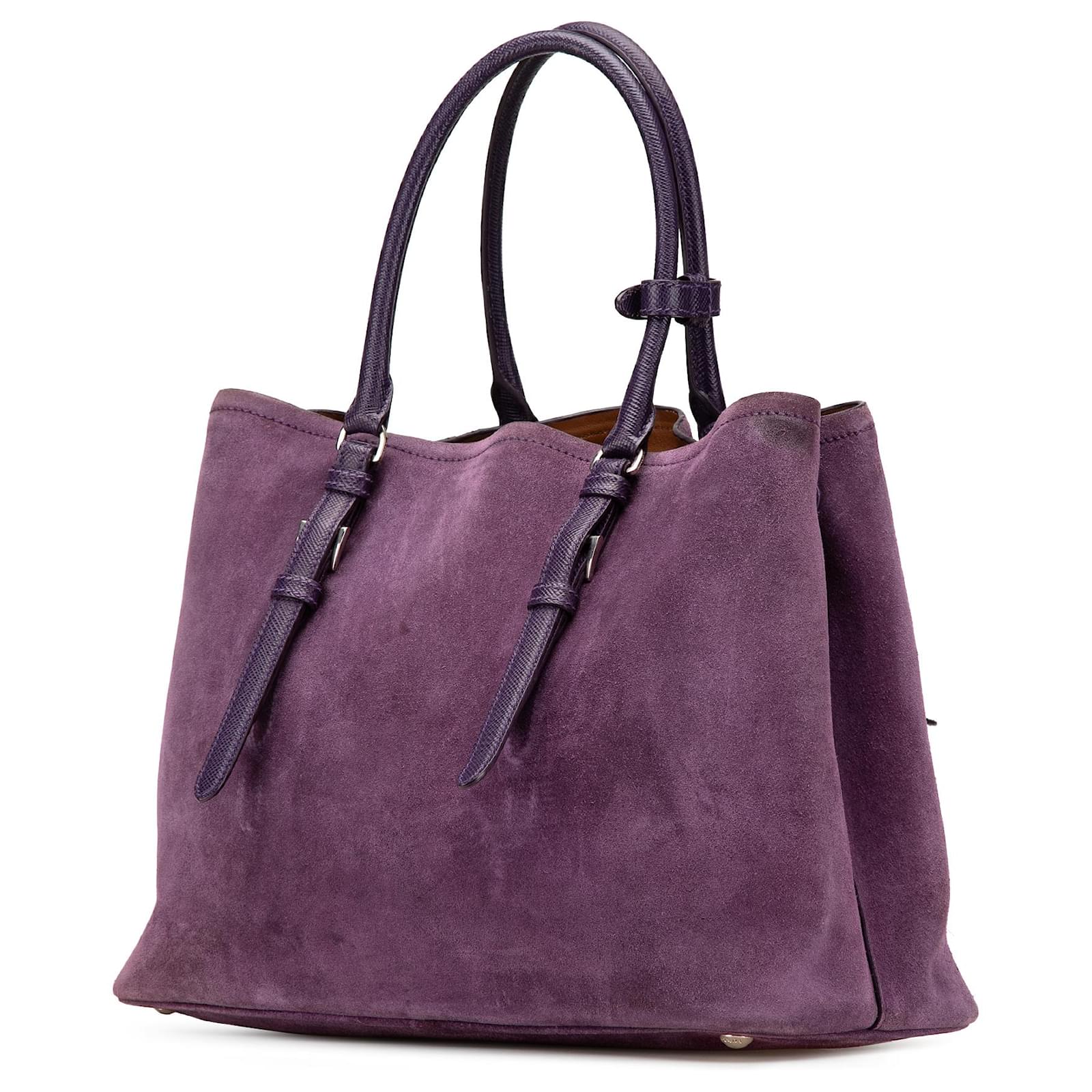 Prada Purple Medium Scamosciato Double Handle Tote Dark purple