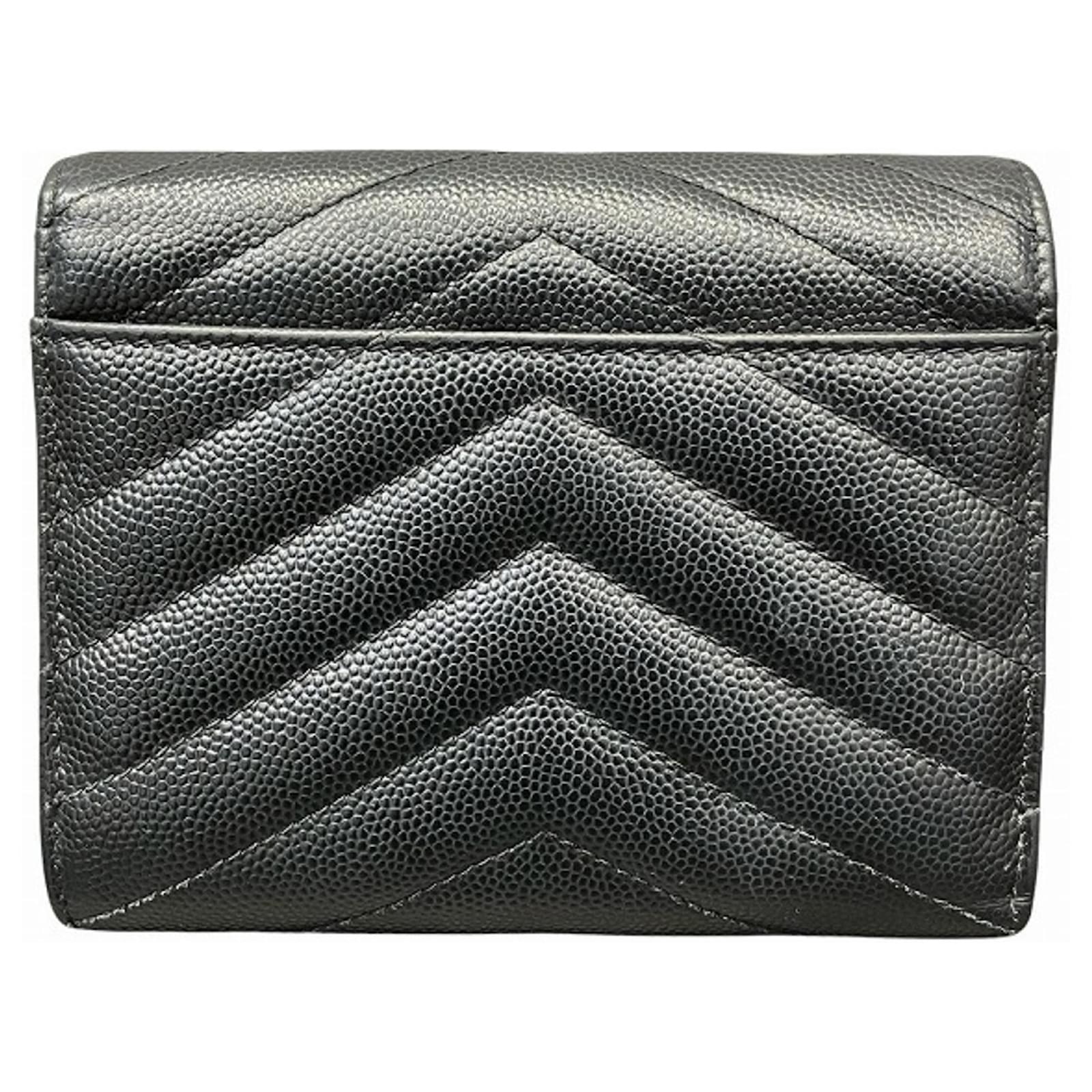 Saint Laurent Monogram Compact Three-Fold Wallet Black