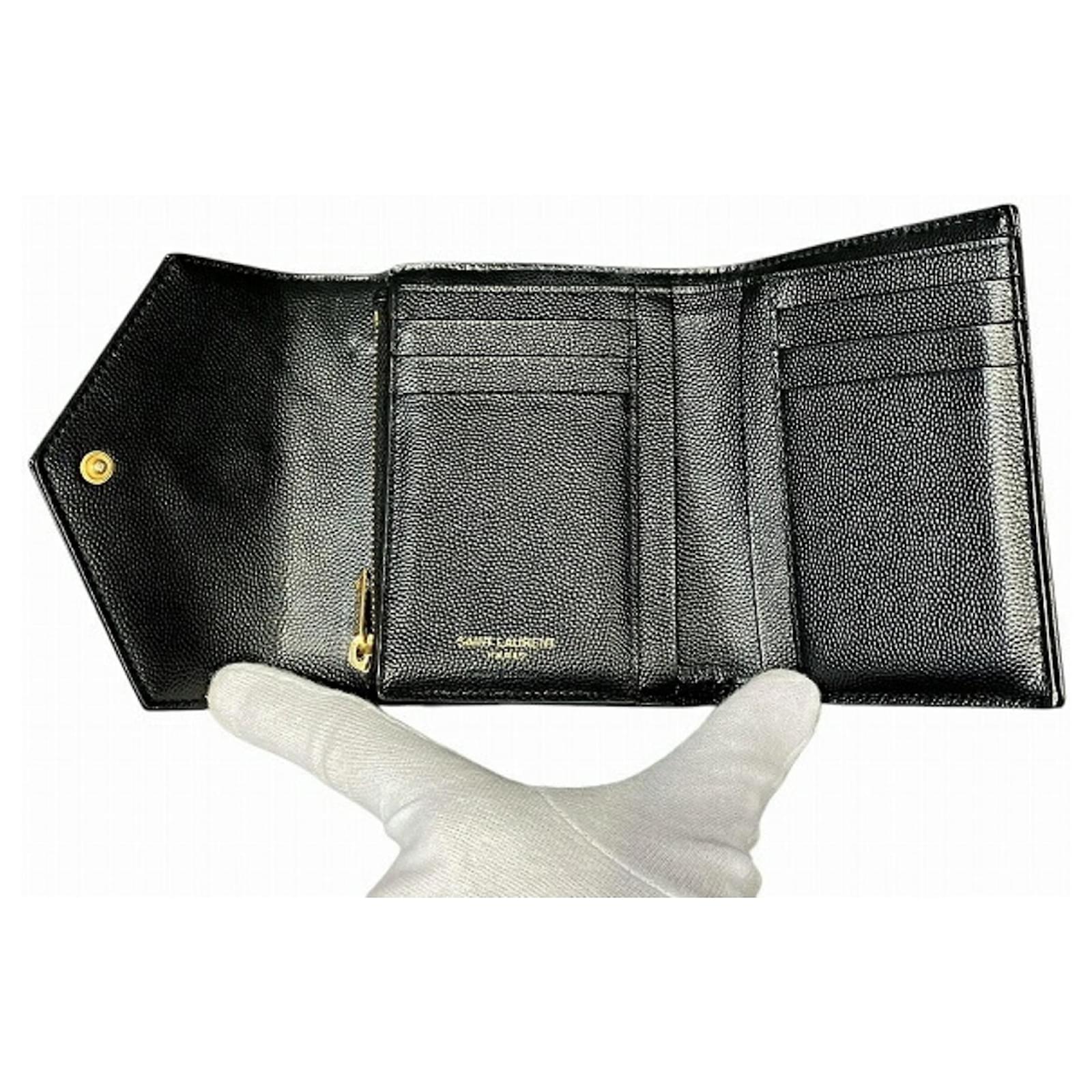 Saint Laurent Monogram Compact Three-Fold Wallet Black