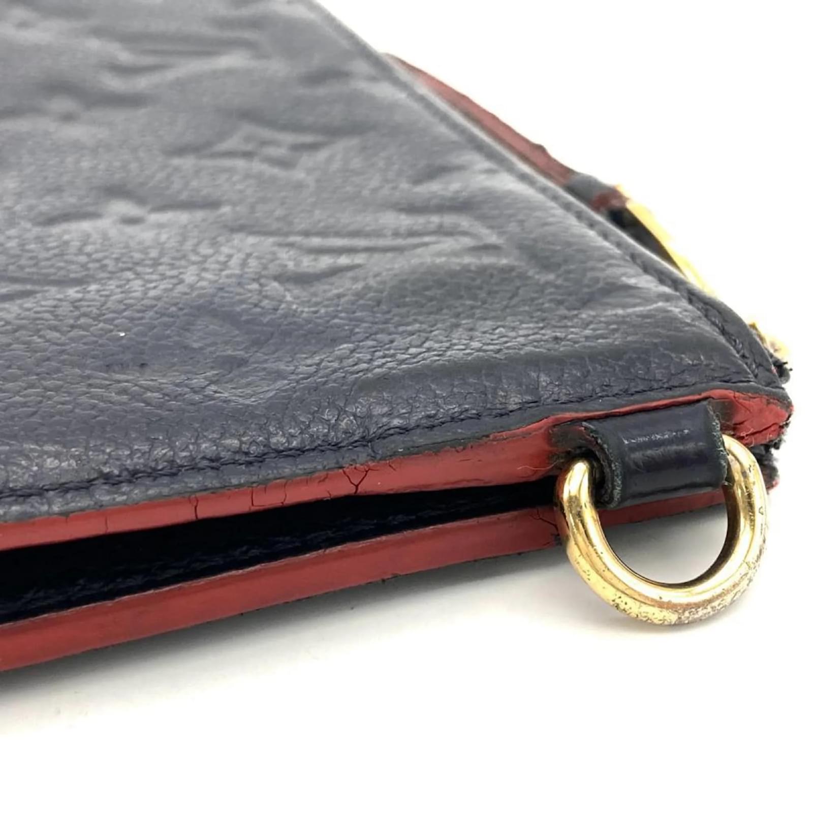 Louis Vuitton Pochette Melanie MM Clutch Bag Red Navy blue Cloth