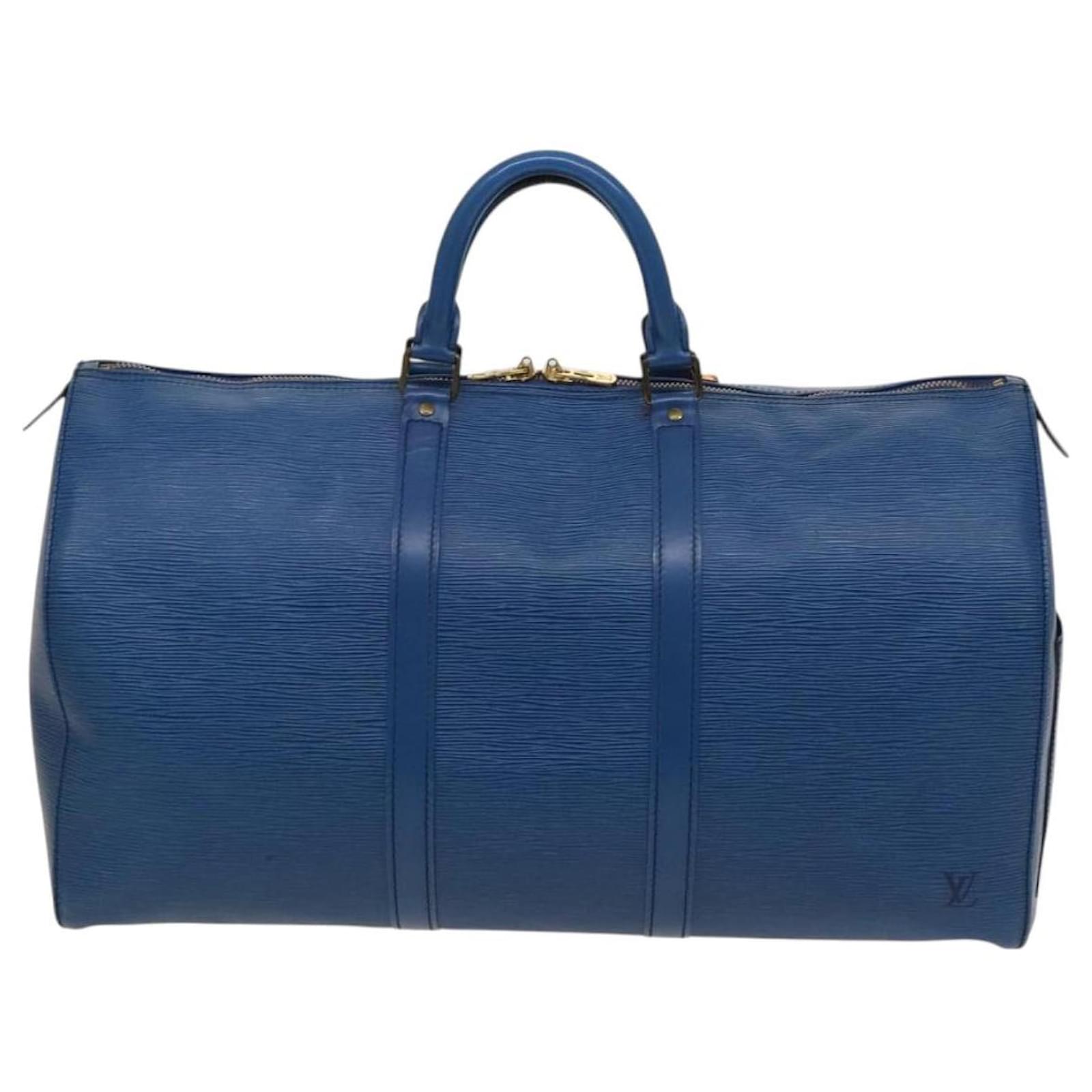 Louis Vuitton Keepall 50 Blue Leather  ref.2186607