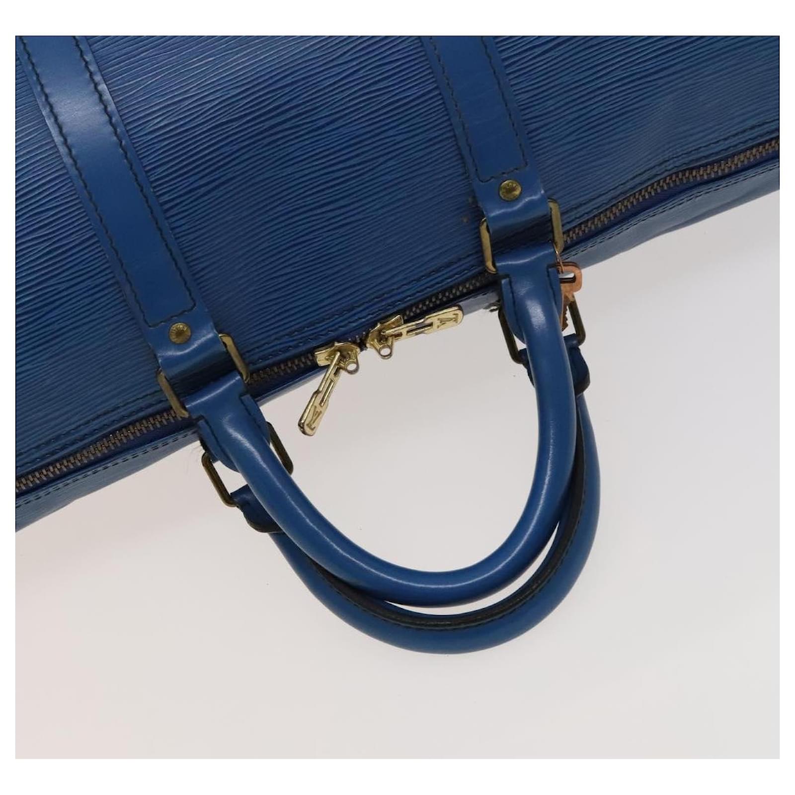 Louis Vuitton Keepall 50 Blue Leather  ref.2186607
