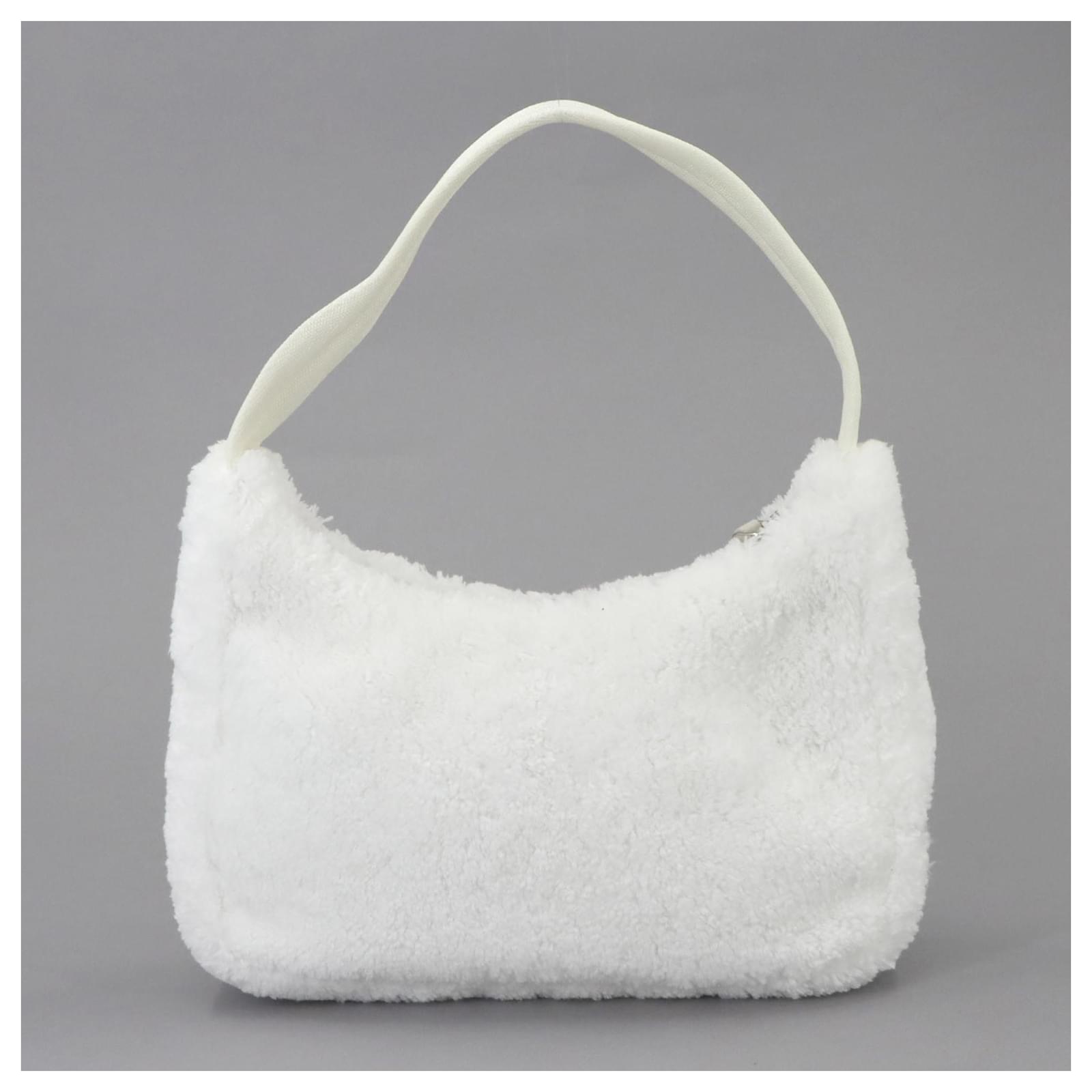 PRADA Re-Edition 2000 Terry Mini Handbag Black White Faux fur ref