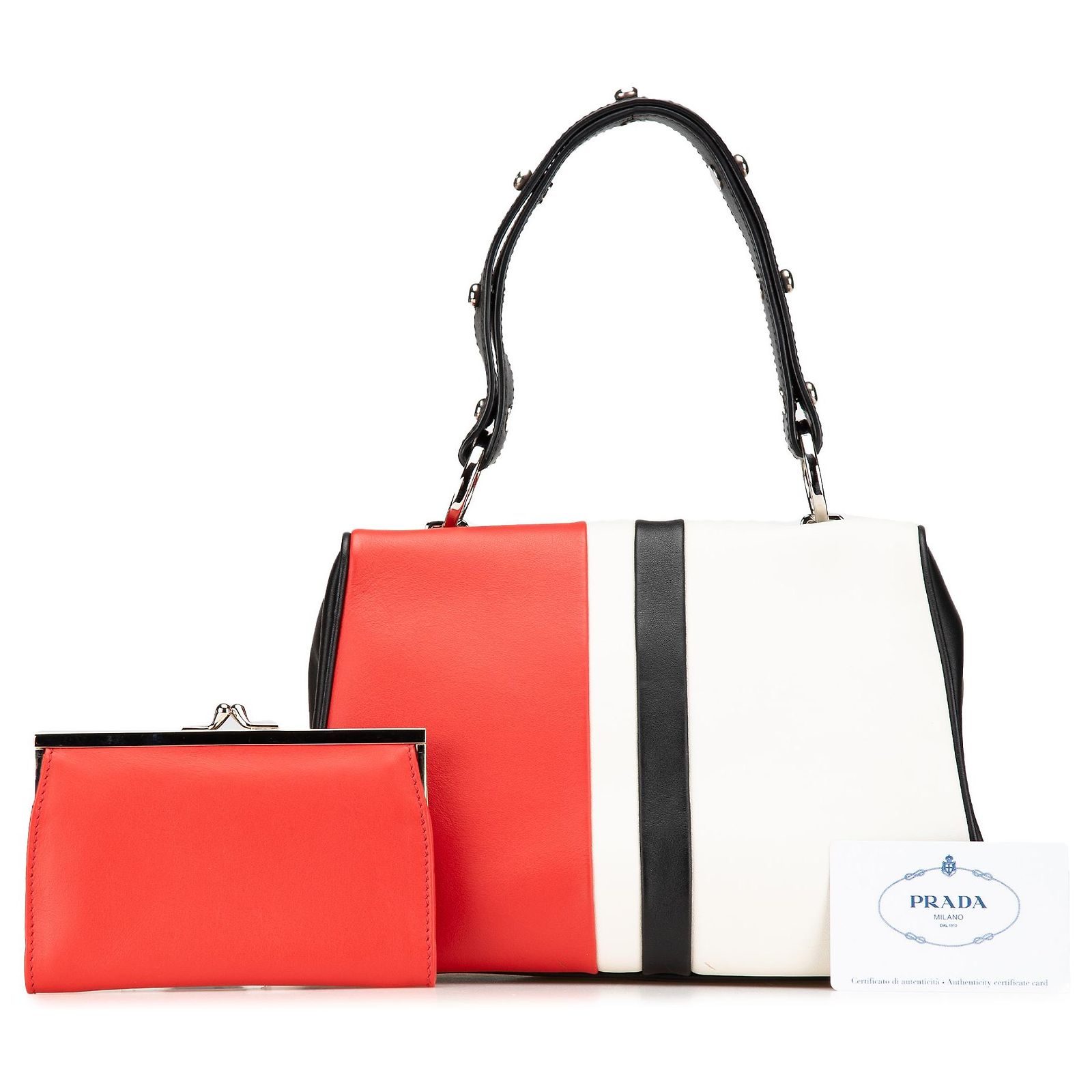 Prada Red Leather Baiadera Frame Bag Pony-style calfskin ref 