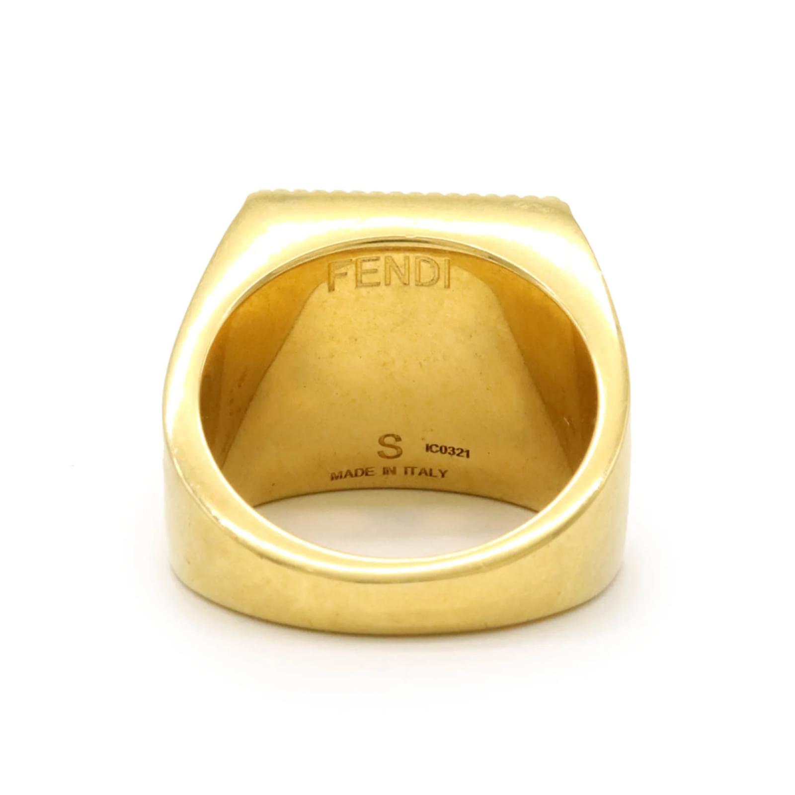 Anillo Fendi FF Guilloché Dorado Chapado en oro Joli