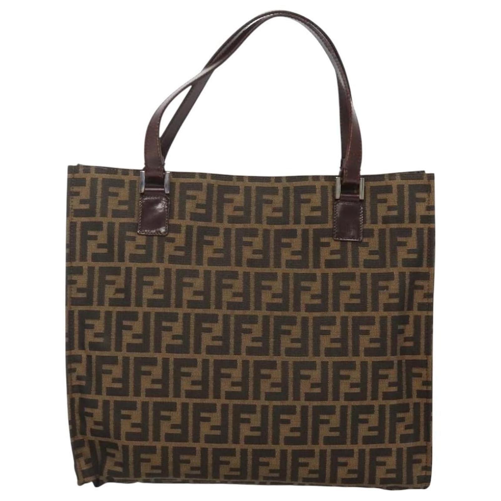 FENDI Zucca Canvas Tote Bag Brown Black Auth 116372 ref.JC2193142