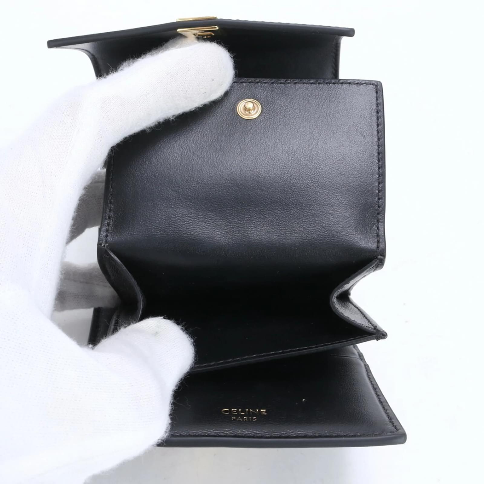 Céline Celine Small Trifold Wallet Black Leather - Main Image