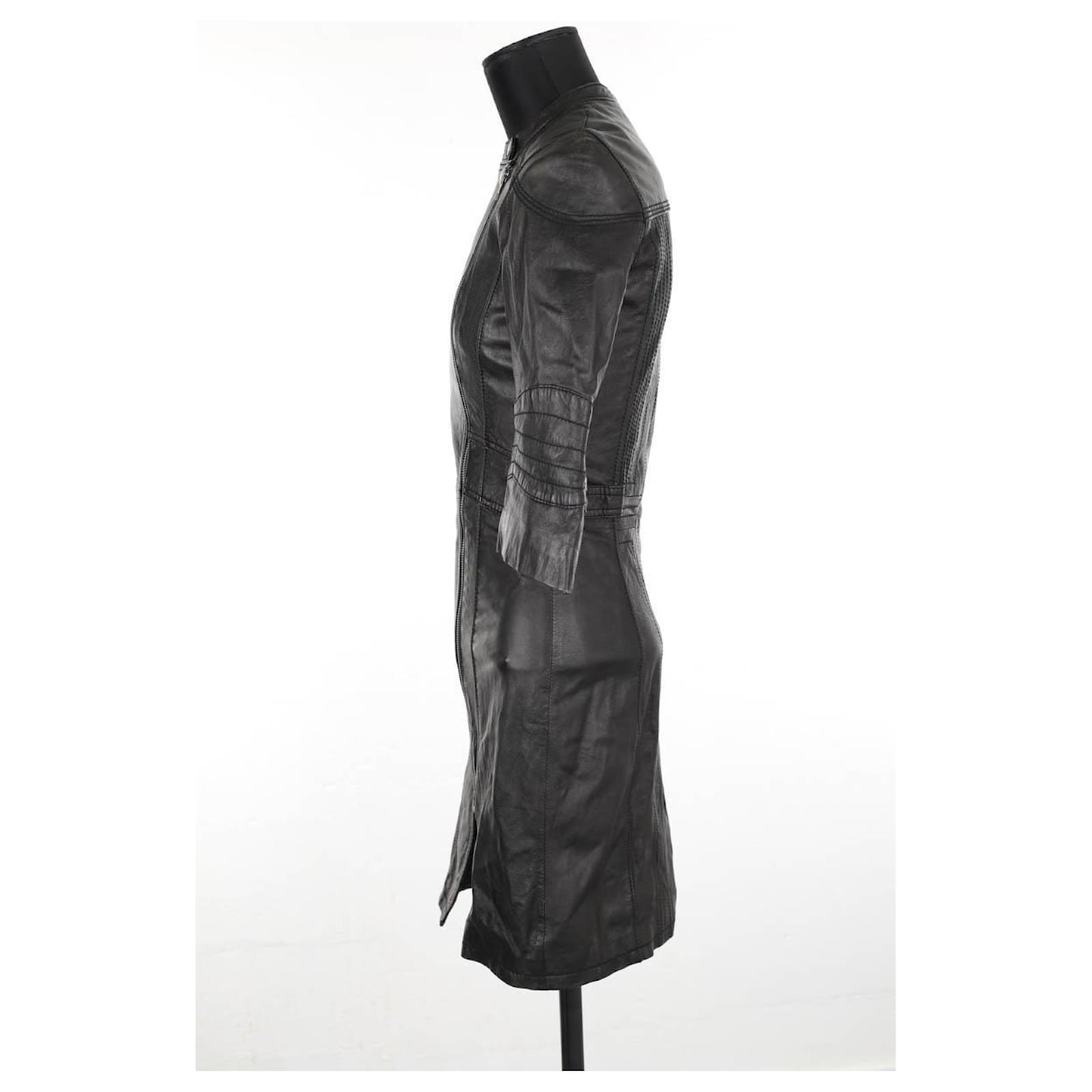 zadig and voltaire leather dress Riddy Crinkled Leather Dress