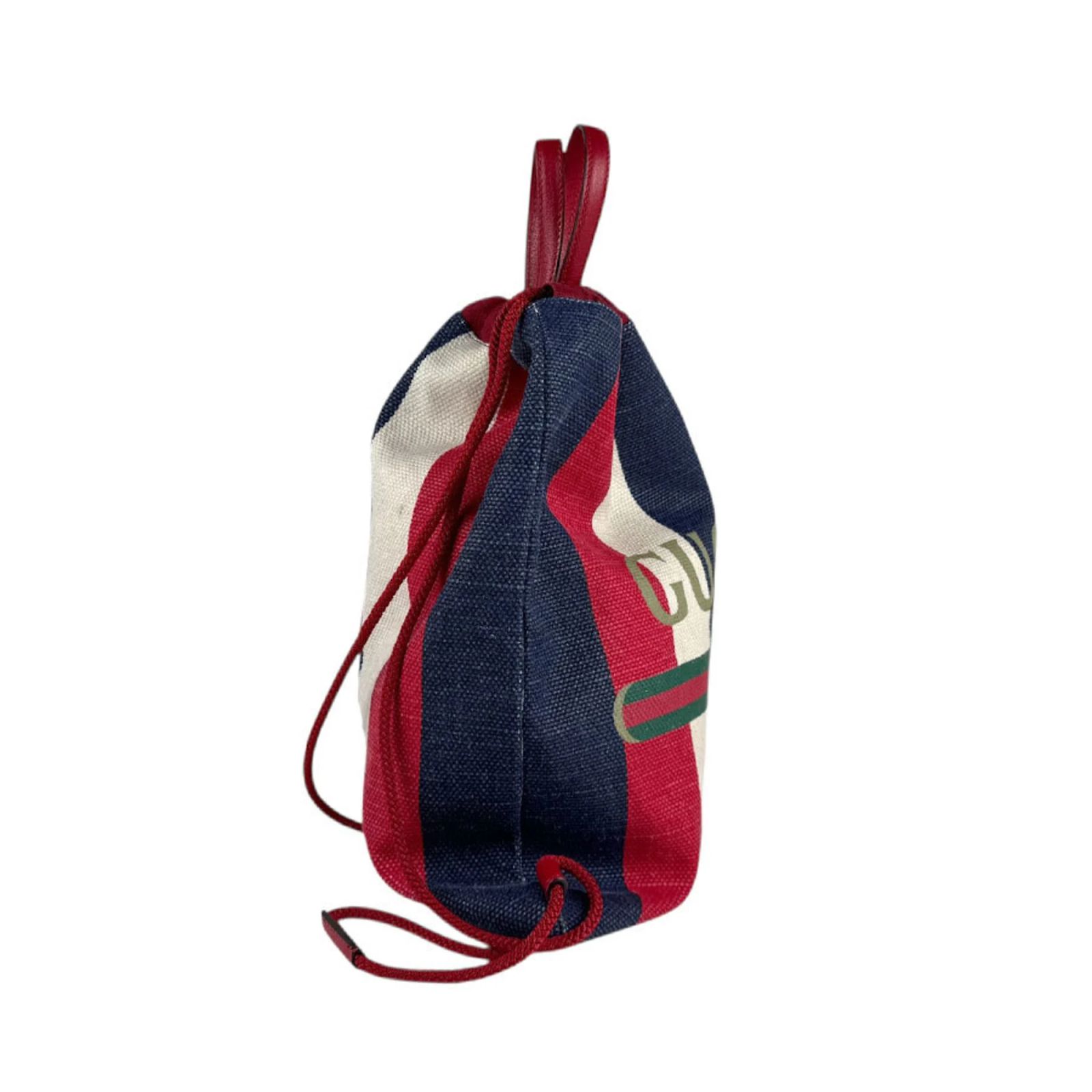 GUCCI Web Sherry Line Backpack Canvas Tricolor Red Blue Green 473872 Auth am3970 GUCCI Web Sherry Line Backpack Canvas Red Blue 473872 Auth  main image 3