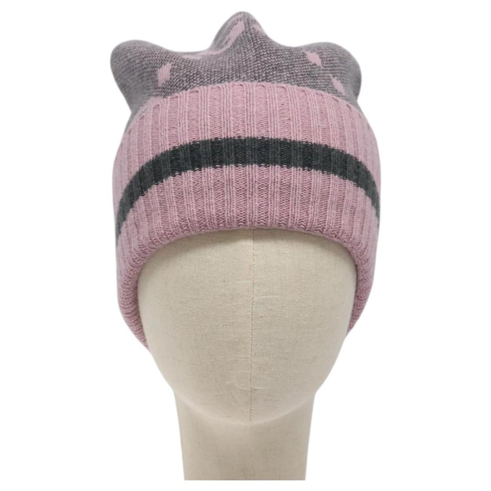 GUCCI GG Canvas Strickstoffe Mütze aus Kaschmir M Rosa 