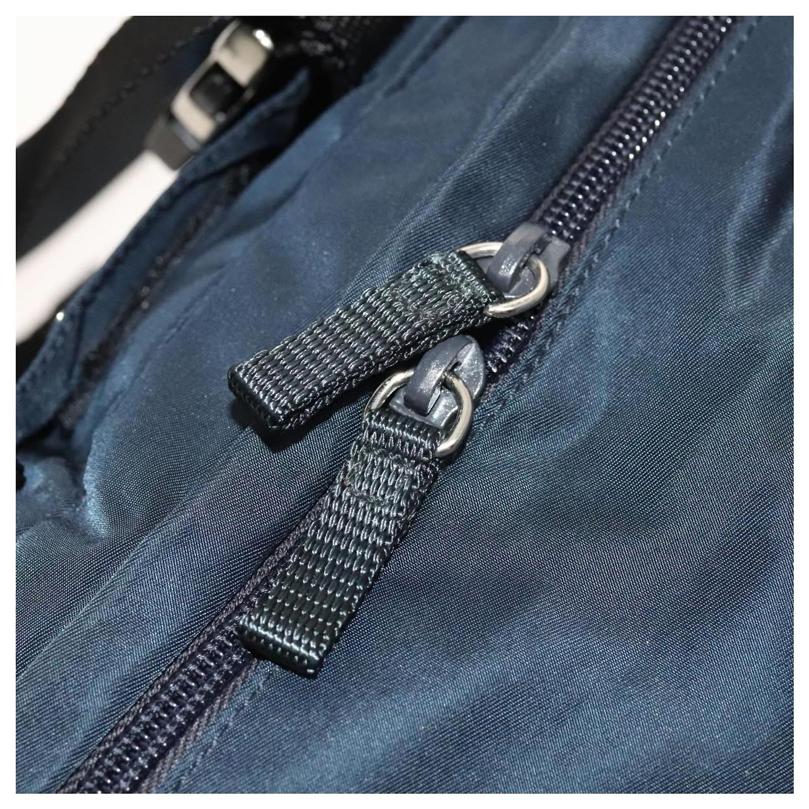 PRADA Backpack Nylon Navy Silver Auth th5858 Silvery Navy 