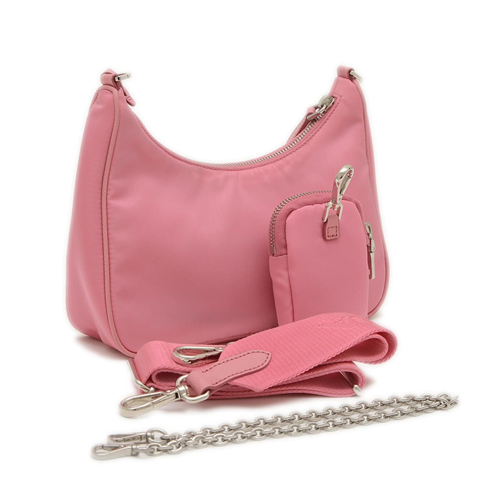 Saffiano Prada Re-Edition 2WAY Shoulder Bag Pink Leather