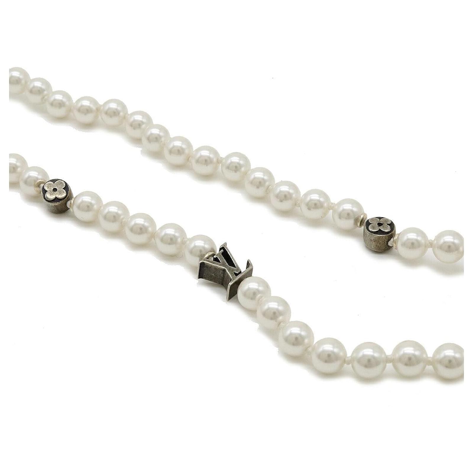 ラグジュアリー【LOUIS VUITTON】slim pearlモノグラム necklace Monogram Slim Pearls Necklace S00 - Men - Fashion Jewelry