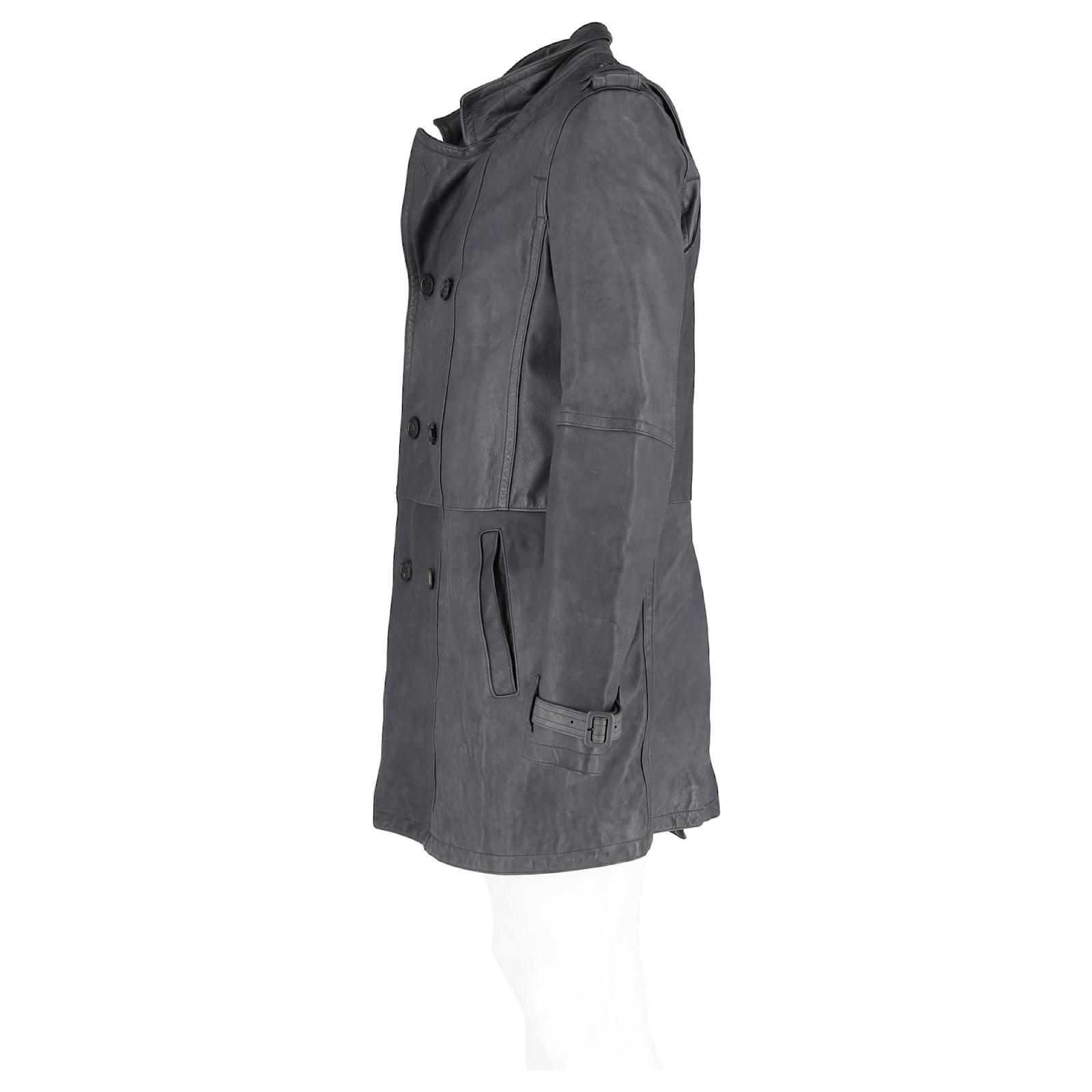 Cappotto doppiopetto Neil Barrett in pelle grigia Grigio ref