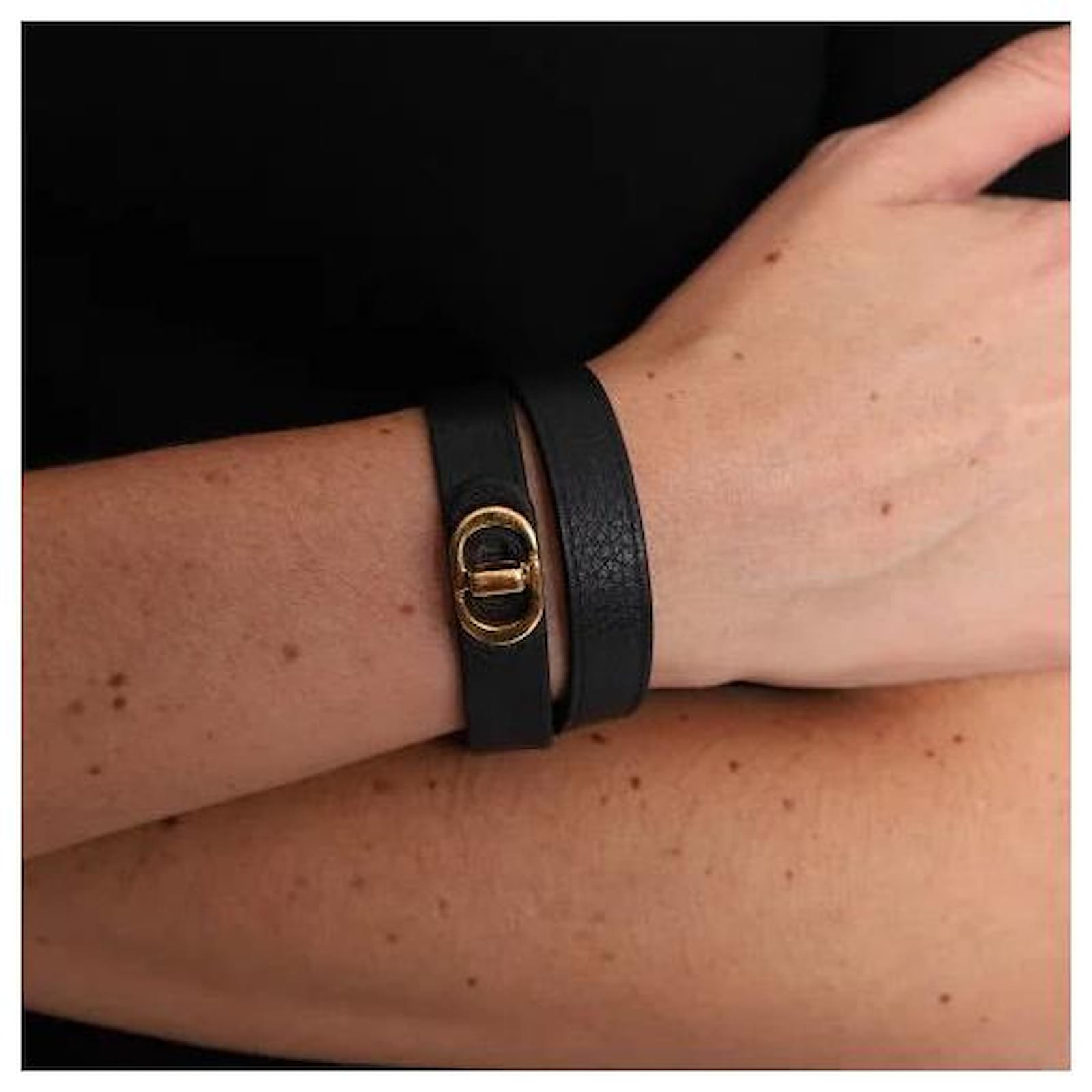 Dior 30 Montaigne Bracelet Black Leather ref.2205350 - Joli