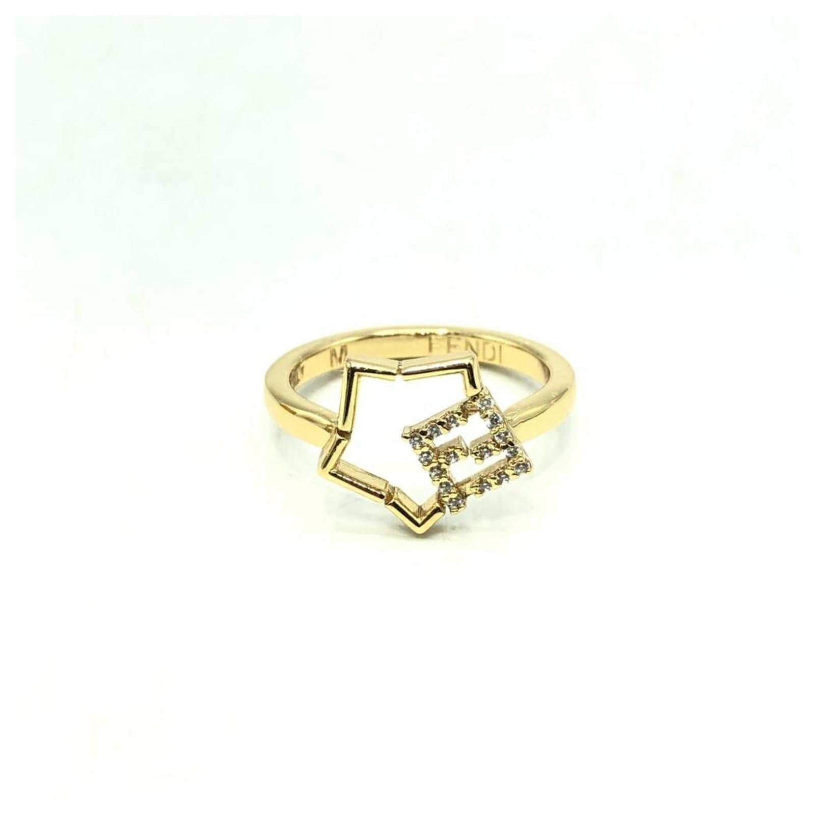 Fendi FF Star Rhinestone Band Ring Metal ref.JC2206869 (Sold