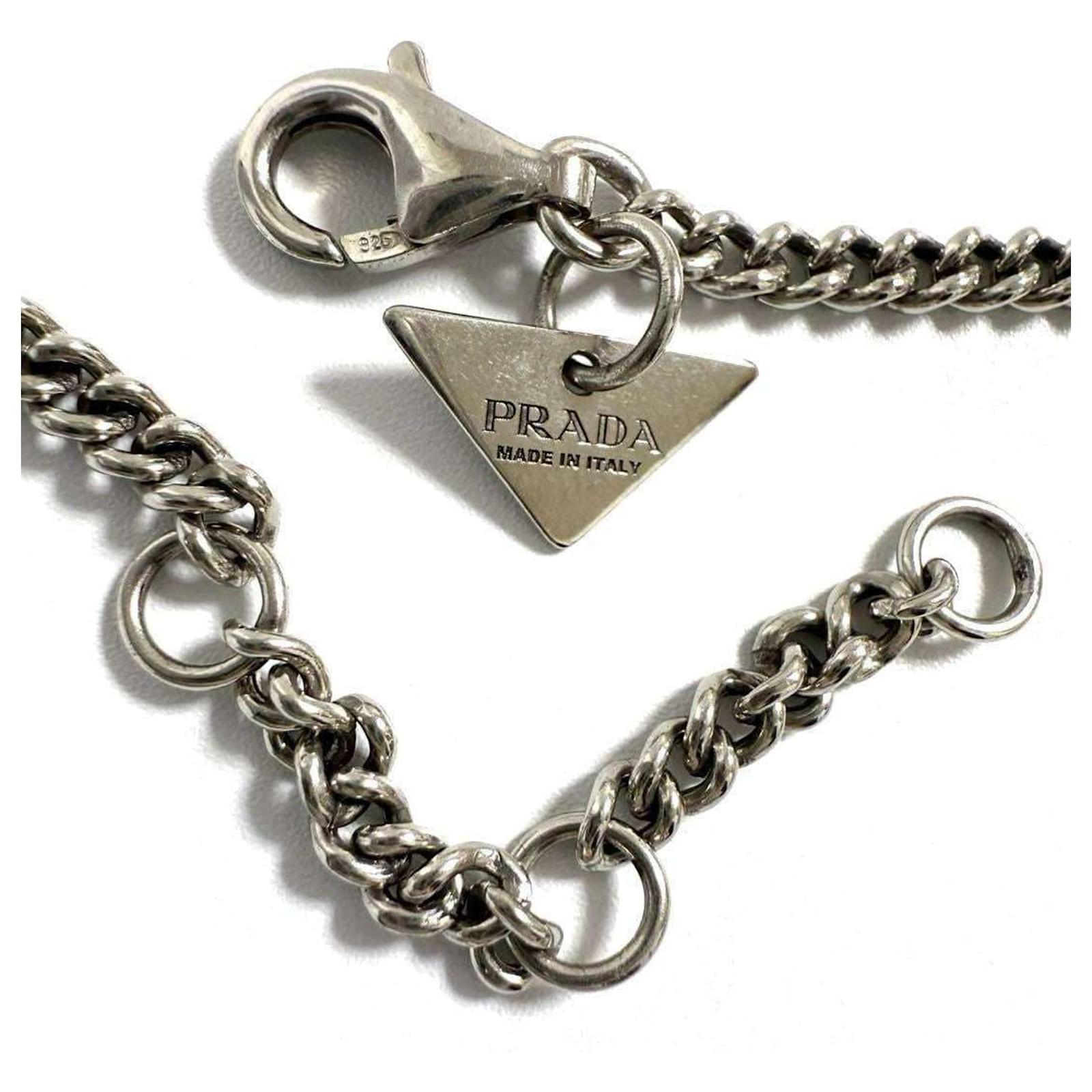 Prada Men's and Women's Symbol Necklace Pendant Silver ref