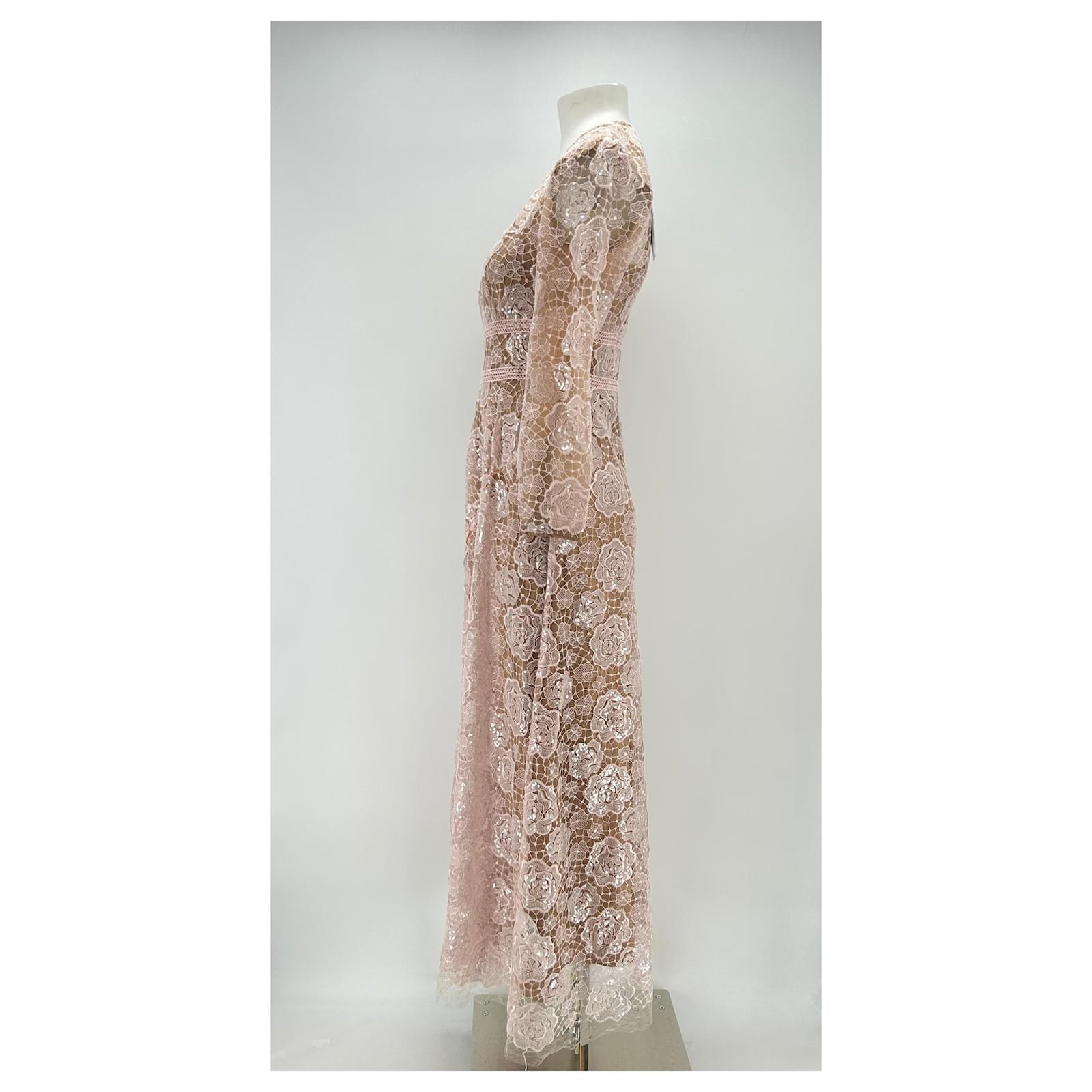 open lace back dress Pink Halter Maxi Dress main image 1