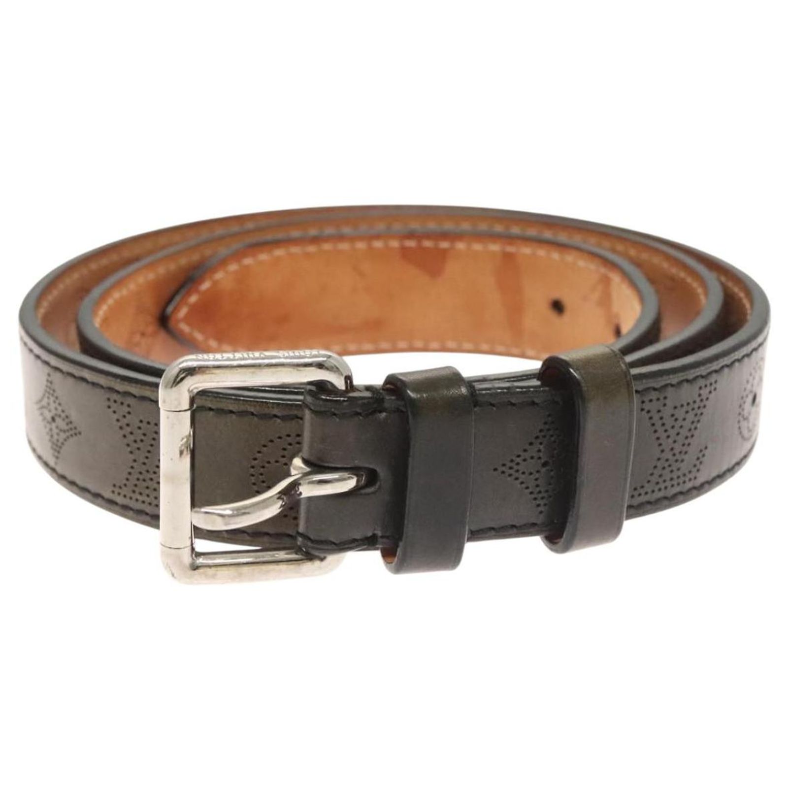 LOUIS VUITTON Mahina Ceinture Perfo Belt Leather Gray LV  display picture 1