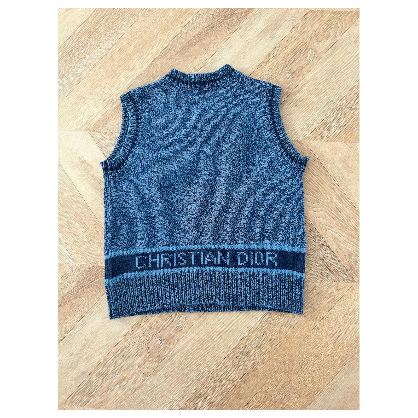 Dior Sleeveless Sweater Blue Wool ref.2214331 - Joli Closet