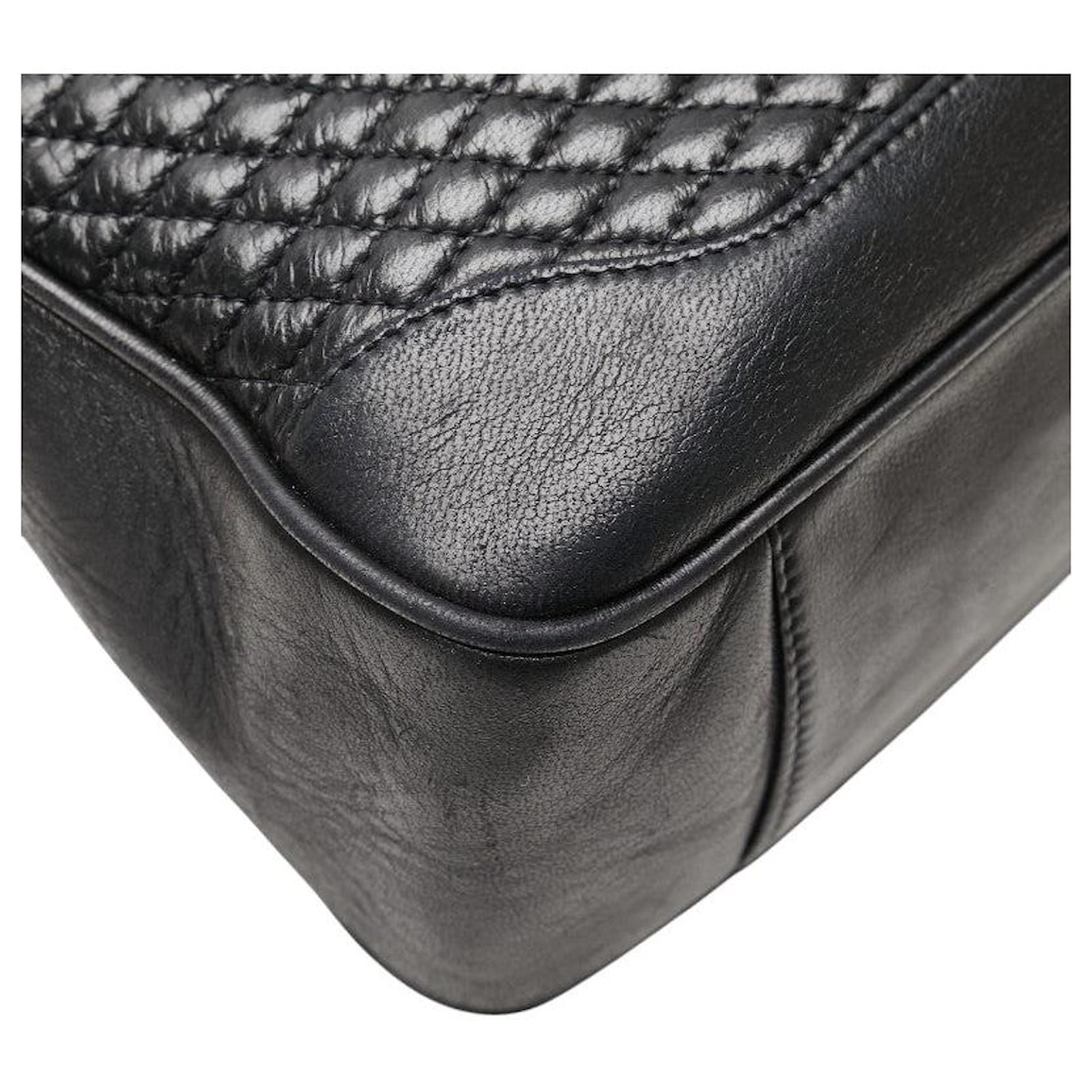 Bally Quilting B Logo Calf Leather Handbag Black ref.2215186