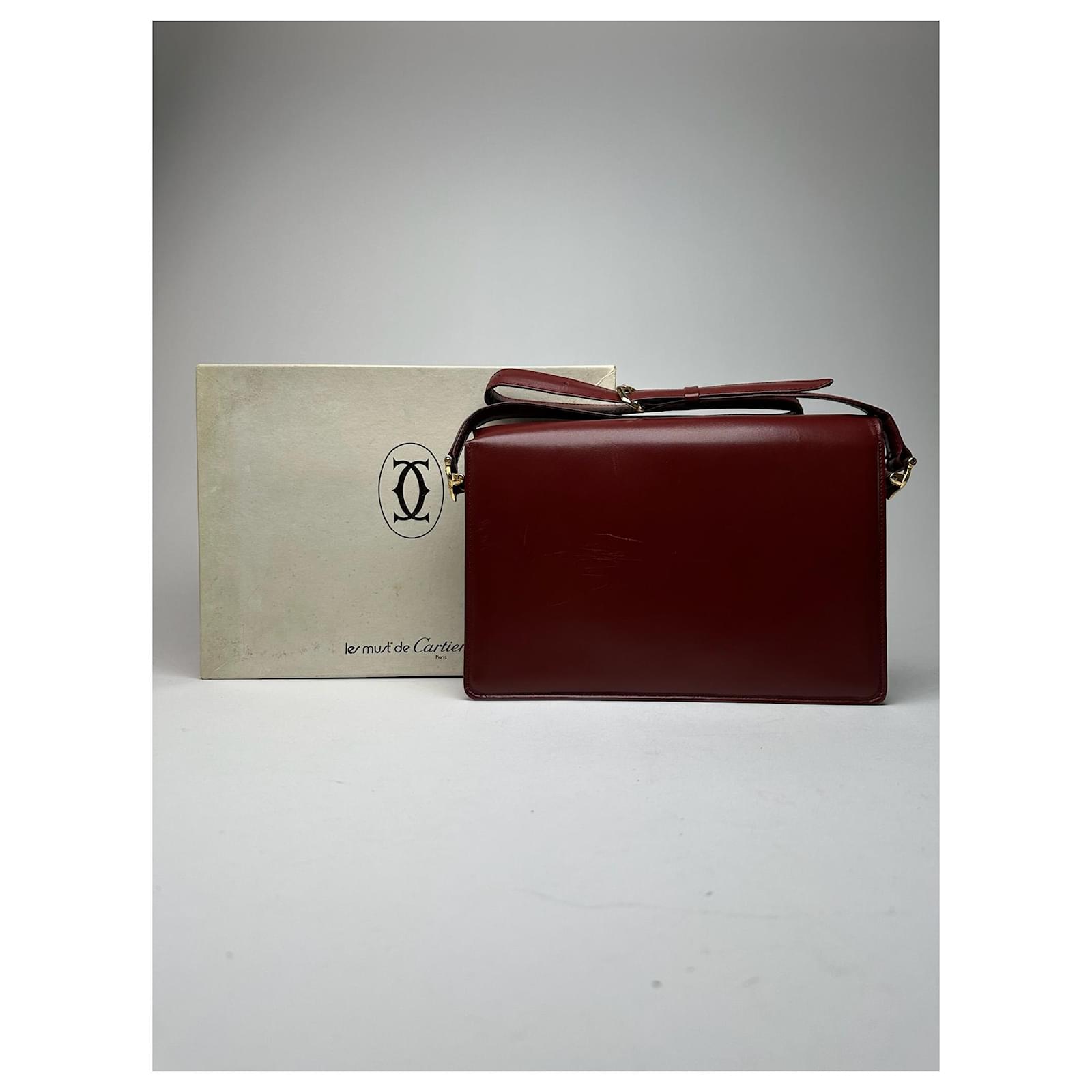 Vintage Cartier leather bag burgundy Dark red Joli