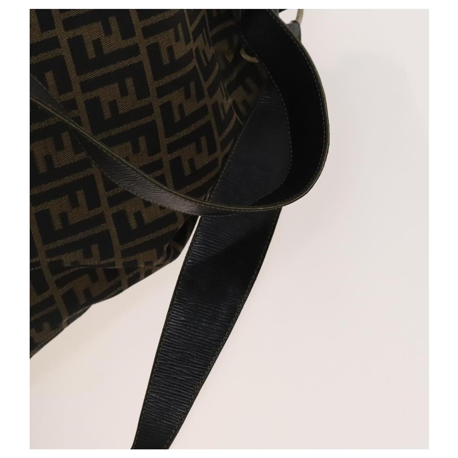 FENDI Zucca Canvas Backpack Brown Black gold Auth 111351 Fendi Backpack Brown Bags & Handbags for Women for sale | eBay main image 3