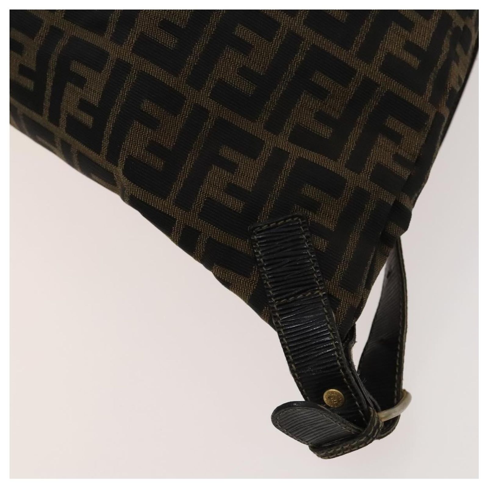 FENDI Zucca Canvas Backpack Brown Black gold Auth ep8792 FENDI Zucca Canvas Backpack Black Brown Auth 133048 ref  main image 4
