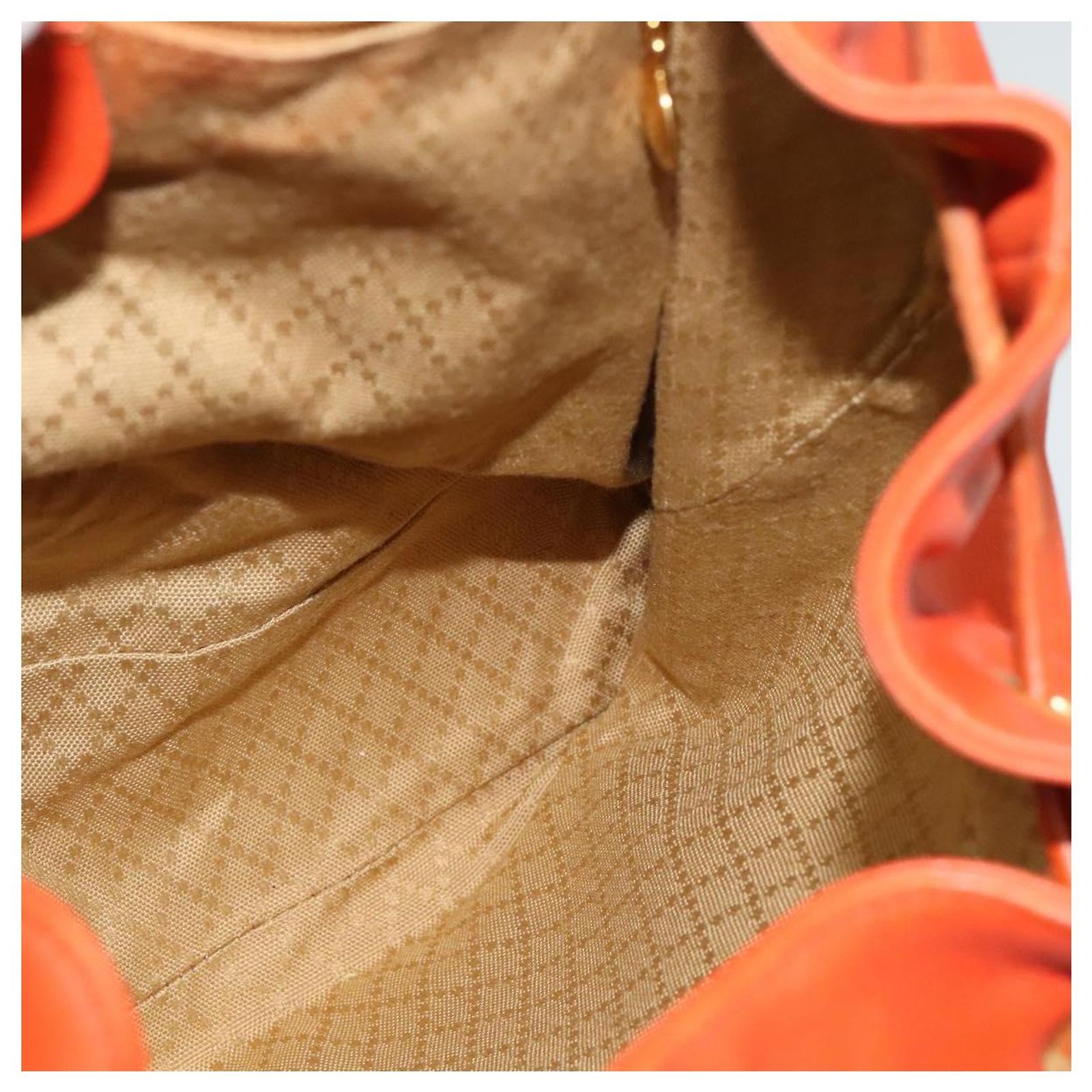 GUCCI Bamboo Backpack Leather Orange Gold 003 2058 0016 Auth 