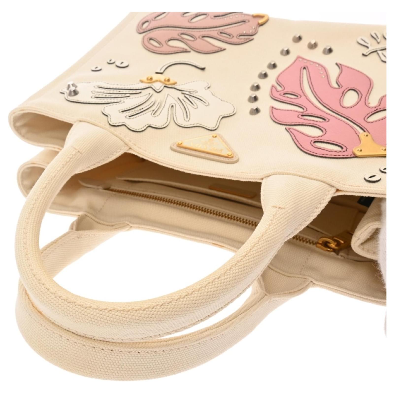 Prada Canapa Mini Hawaii Limited Edition Handbag Pink White Cloth