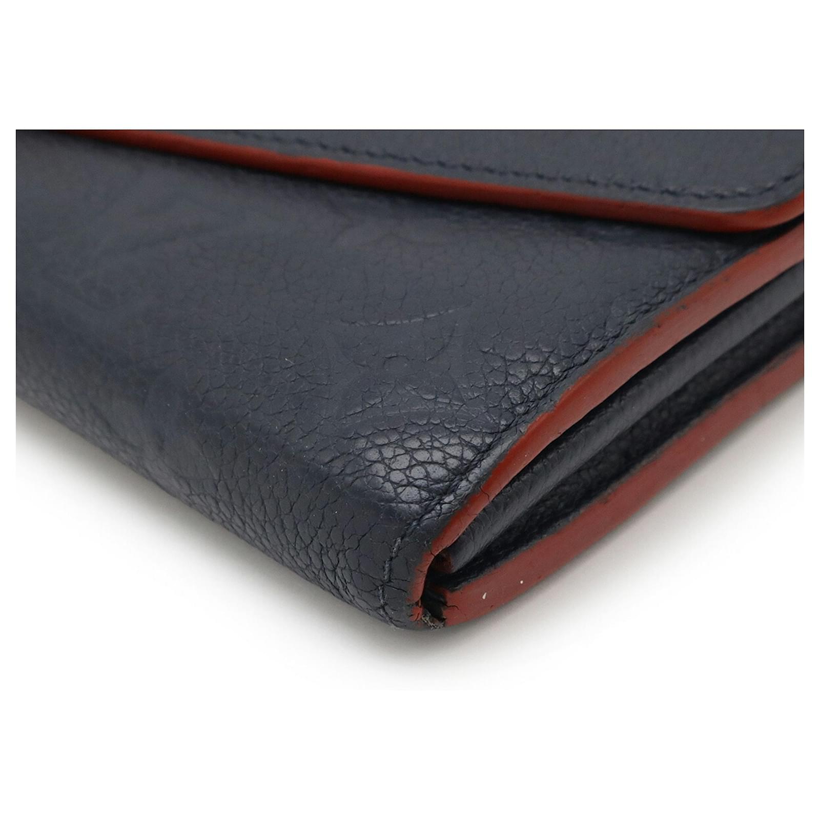 Louis Vuitton Monogram Empreinte Portefeuille Sarah Bi-fold Long Wallet Red Navy blue Cloth  ref.2220807