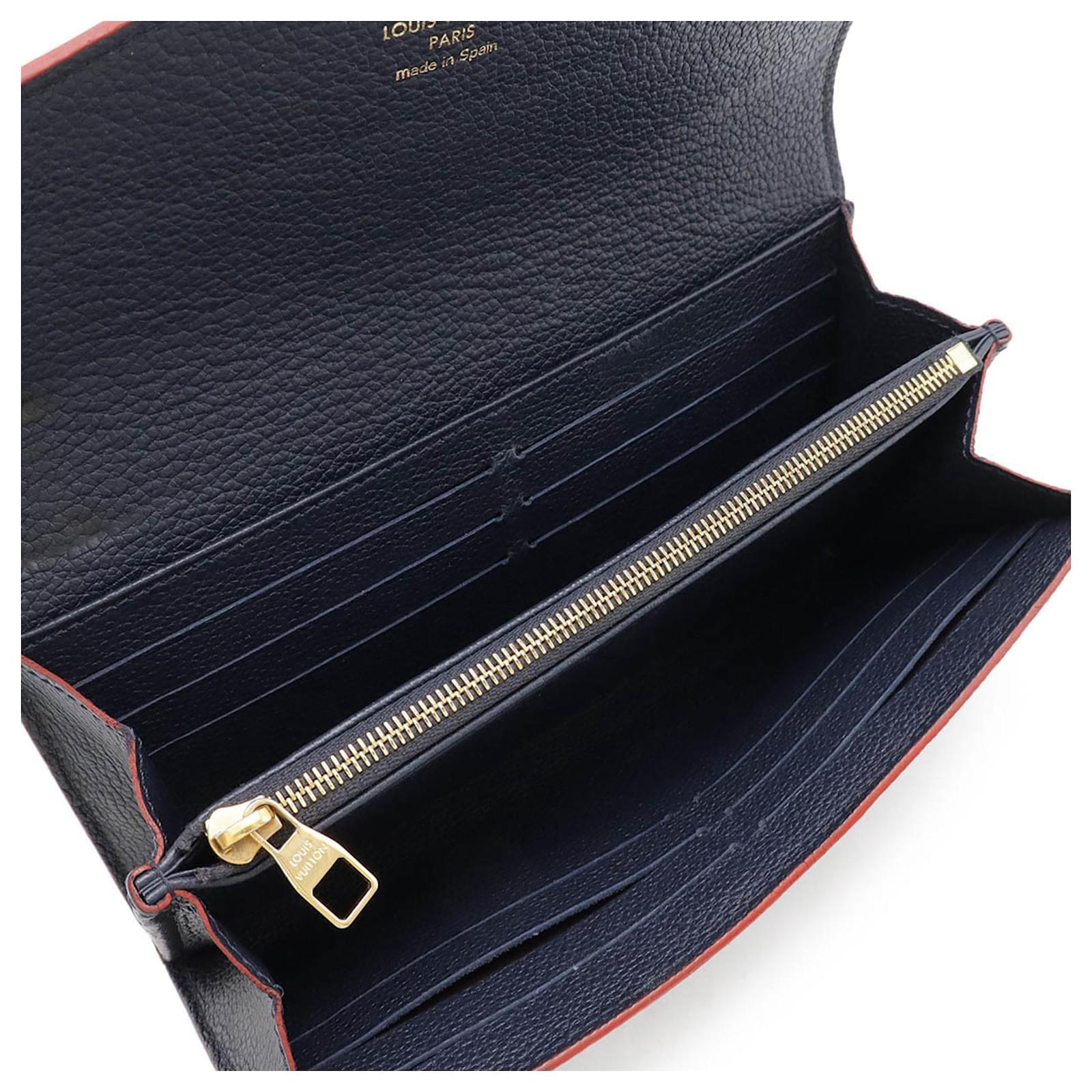 Louis Vuitton Monogram Empreinte Portefeuille Sarah Bi-fold Long Wallet Red Navy blue Cloth  ref.2220807