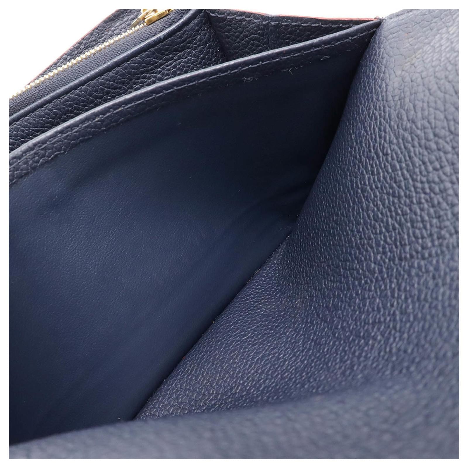 Louis Vuitton Monogram Empreinte Portefeuille Sarah Bi-fold Long Wallet Red Navy blue Cloth  ref.2220807