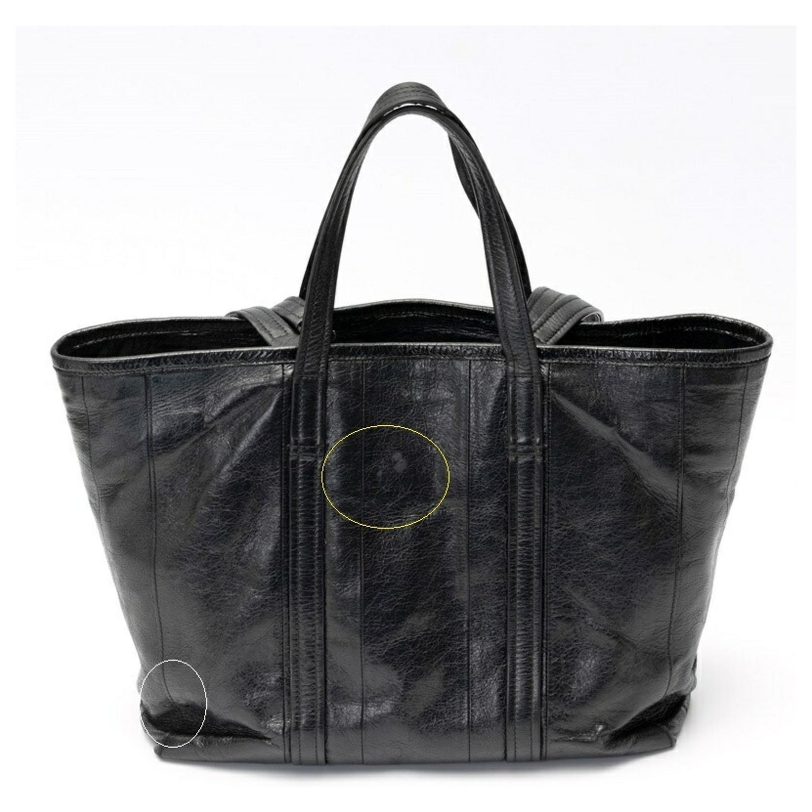 Balenciaga Barbes Medium Shopper Tote Bag Black Leather ref 