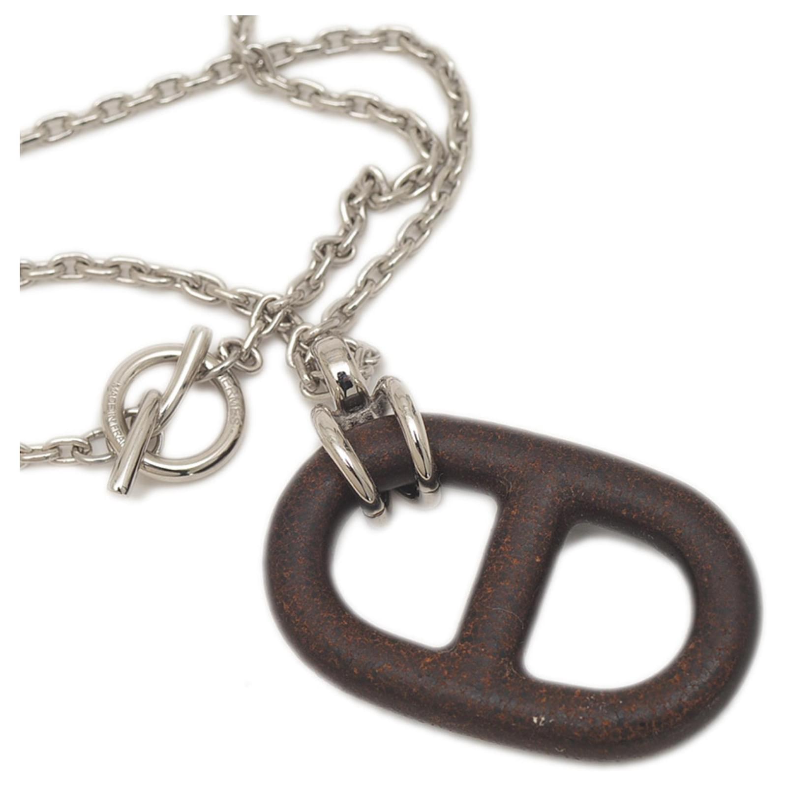 Collier Chaine d'Ancre Vulcanium d'Hermès Métal Marron