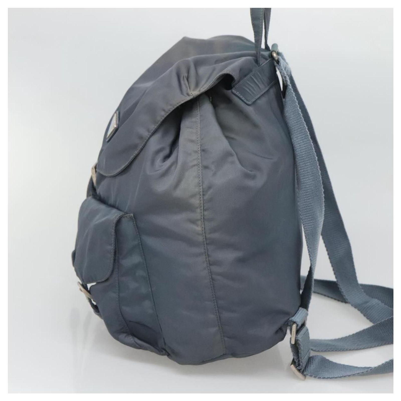 PRADA Backpack Nylon Light Blue Silver Auth 124157 PRADA Backpack Nylon Light Blue Silver Auth BA5026 | eBay main image 3