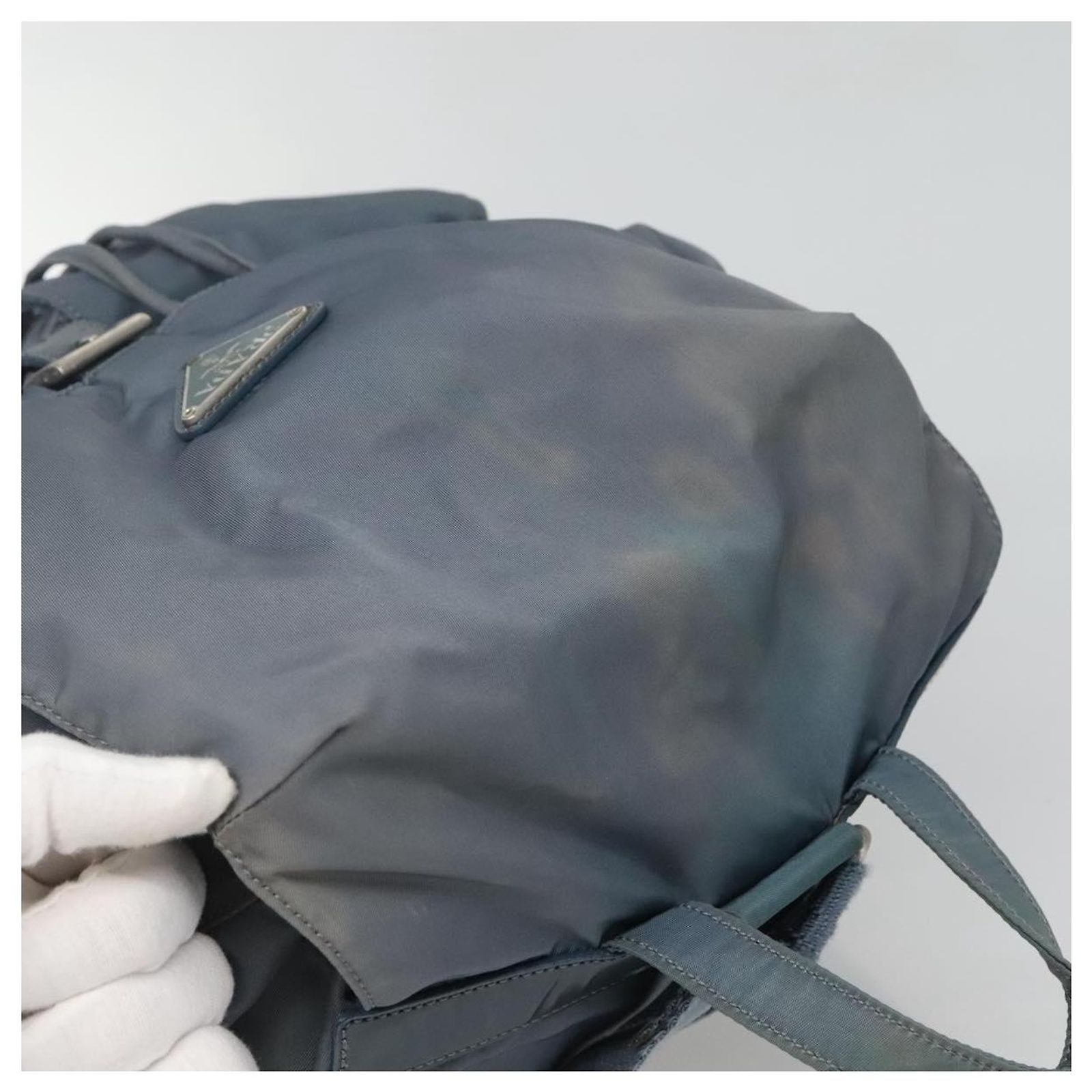 PRADA Backpack Nylon Light Blue Silver Auth 124157 Silvery  display picture 1