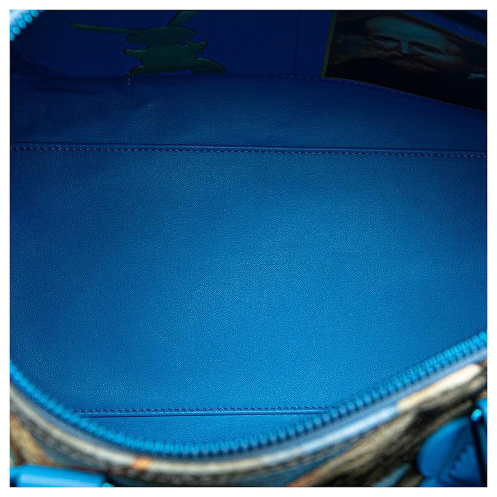 Louis Vuitton Monogram Speedy 30 Boston Bag M43305 PVC Leather Blue Cloth  ref.2222667