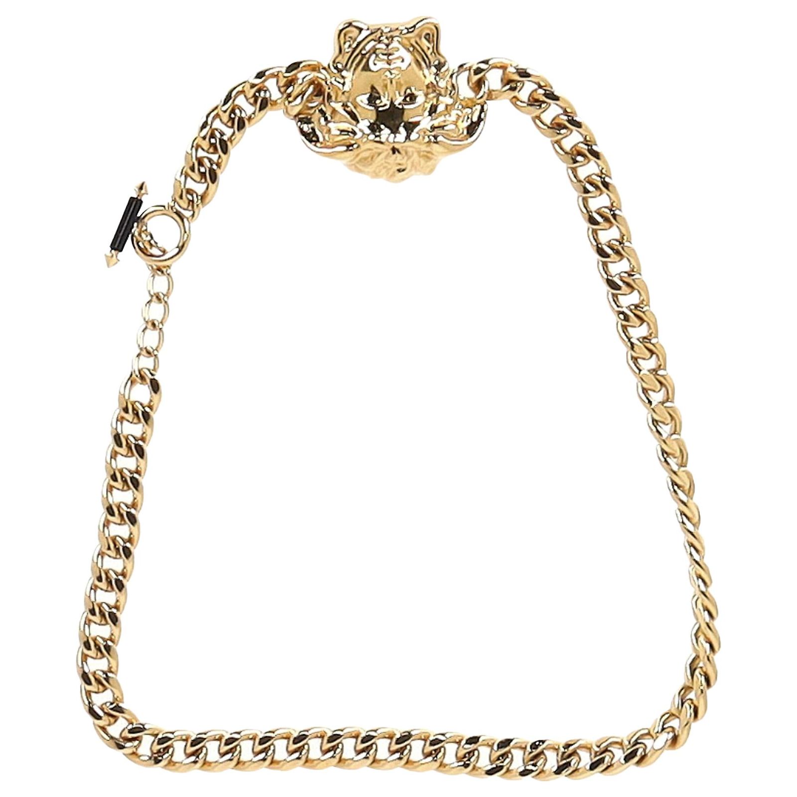 Belt gold metal with buckle Medusa head in original box Vintage Streets Ahead Medusa Leather Chain Belt – Recess main image 4