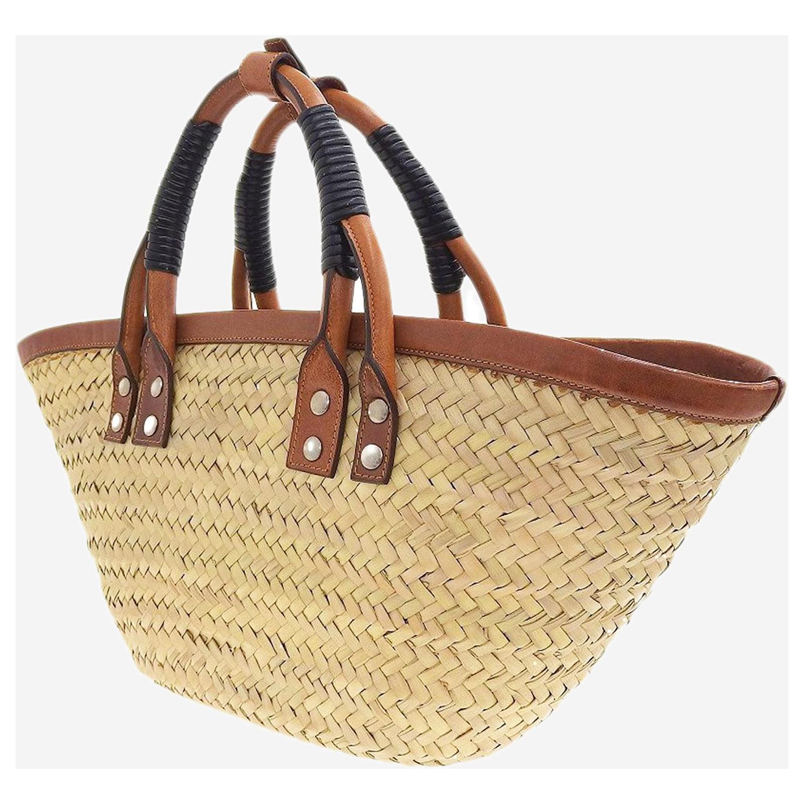BALENCIAGA BISTRO PANIER STRAW HAND BAG