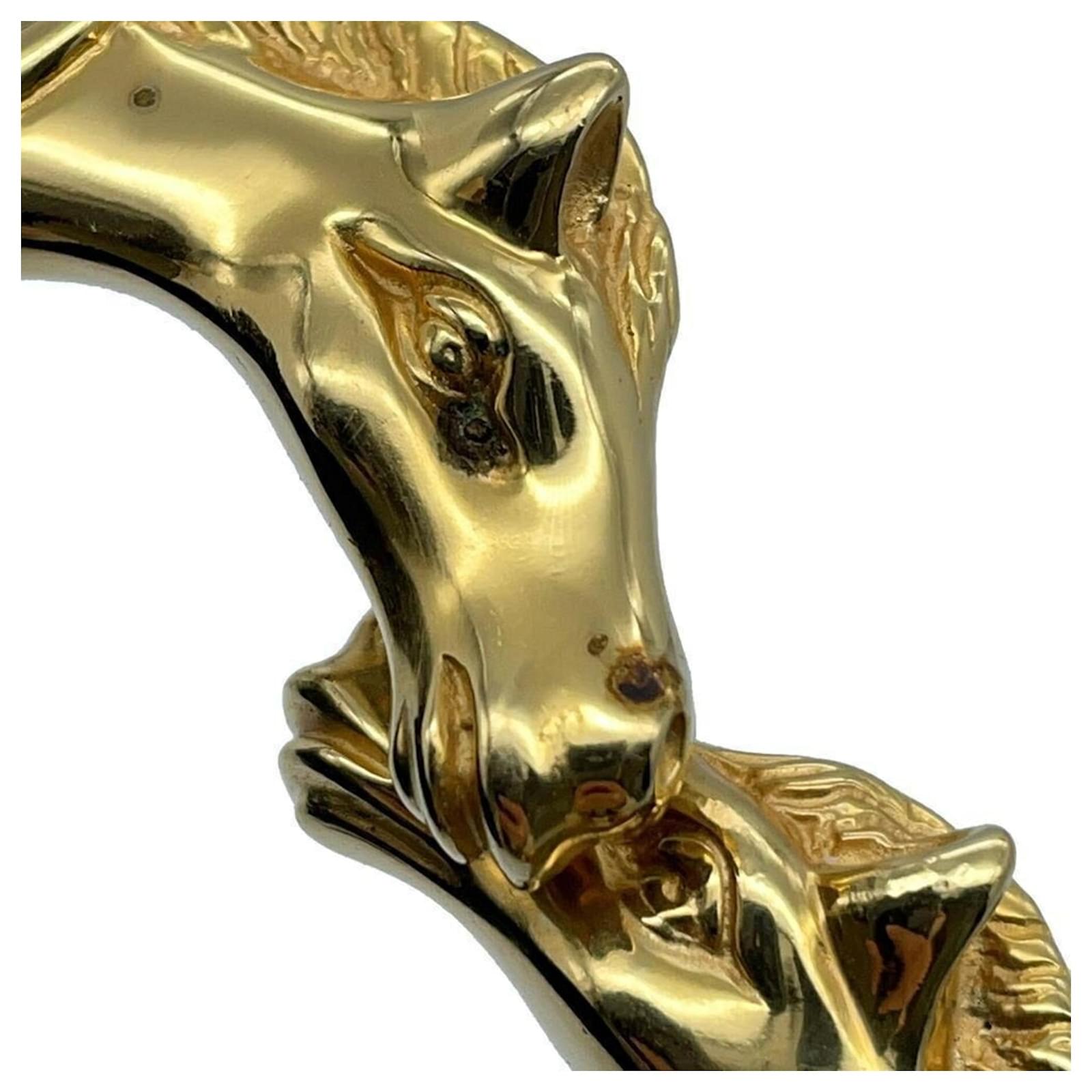 Hermès Hermes Bangle Cheval Horse Double Head Motif Golden Metal