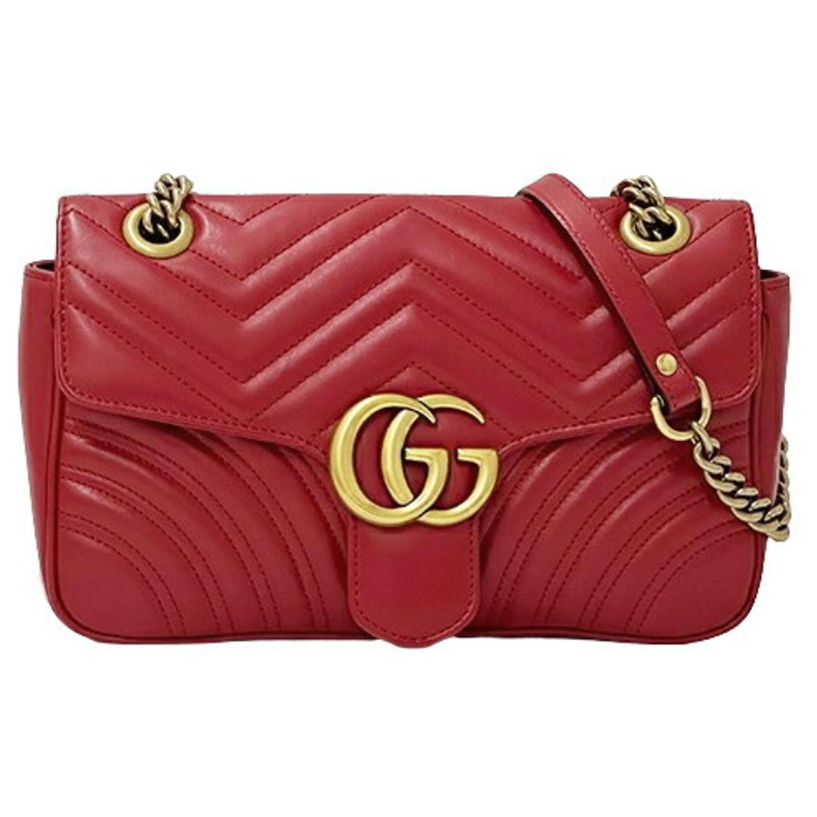 Gucci GG Marmont Leather Shoulder Bag Red ref.2224668 - Joli Closet