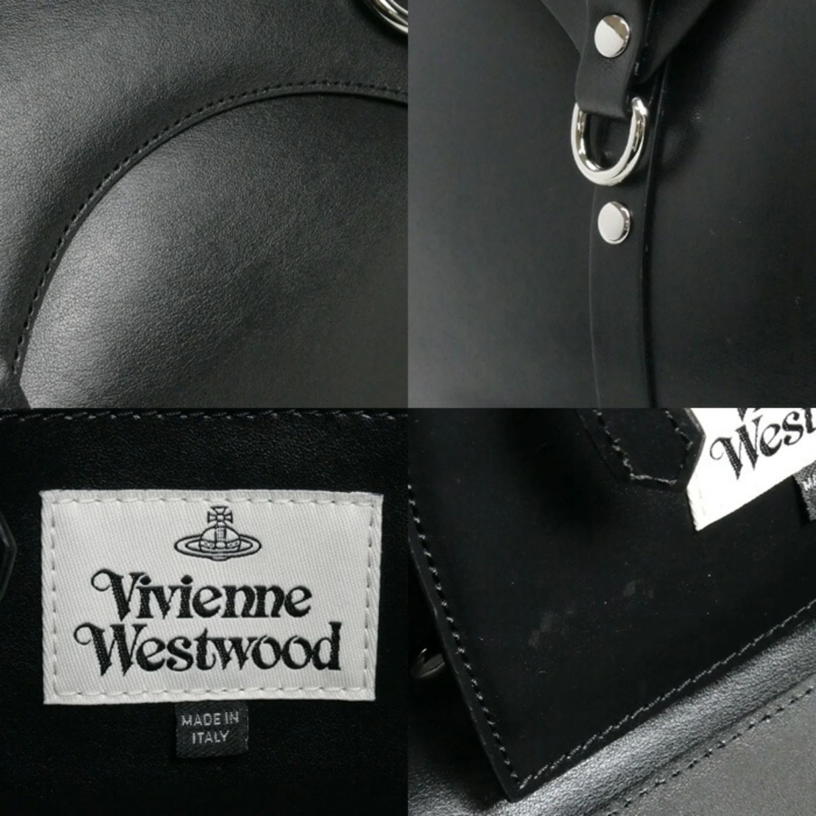 Vivienne Westwood Betty Medium 2-Way Shoulder Bag Black Leather 