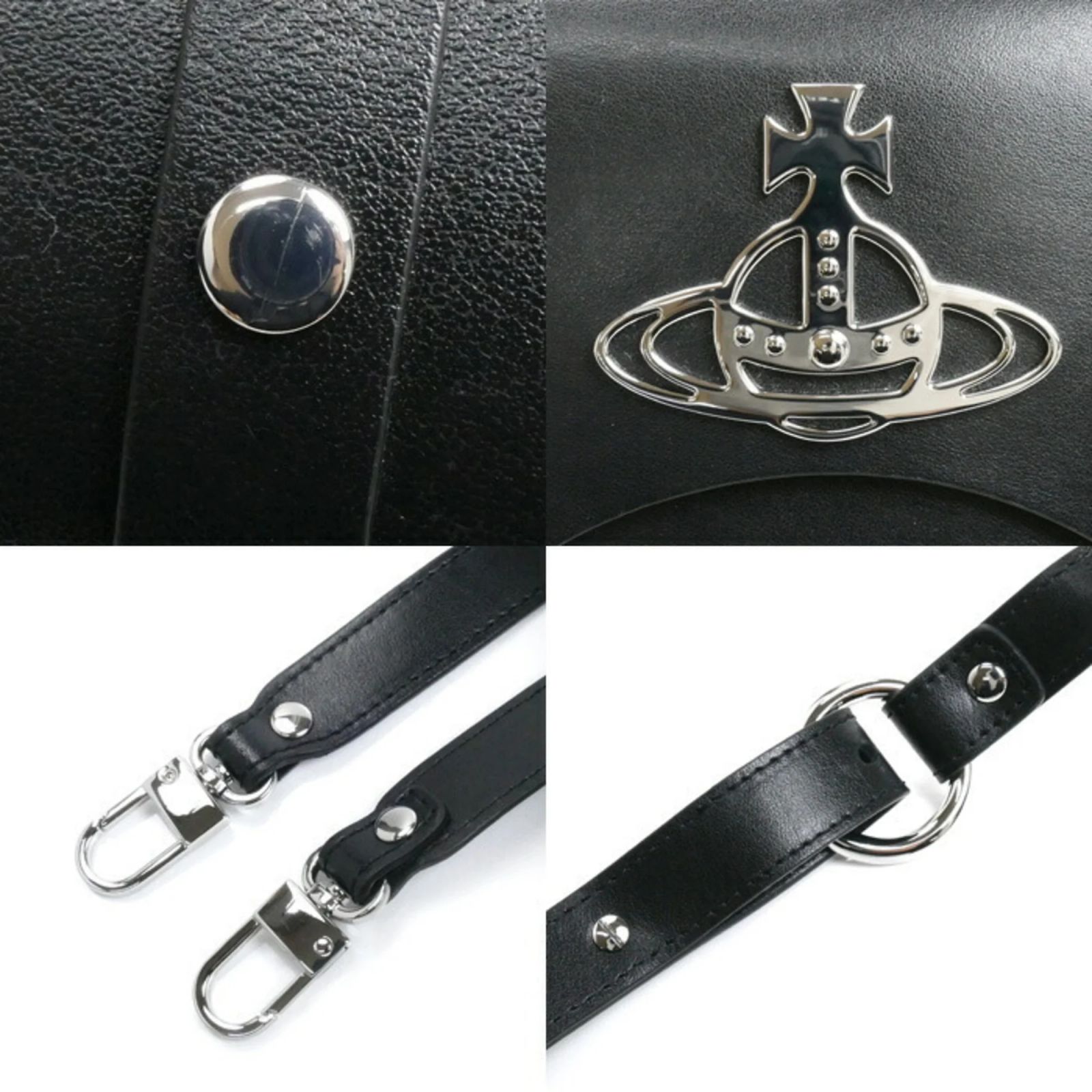 Vivienne Westwood Betty Medium 2-Way Shoulder Bag Black Leather 