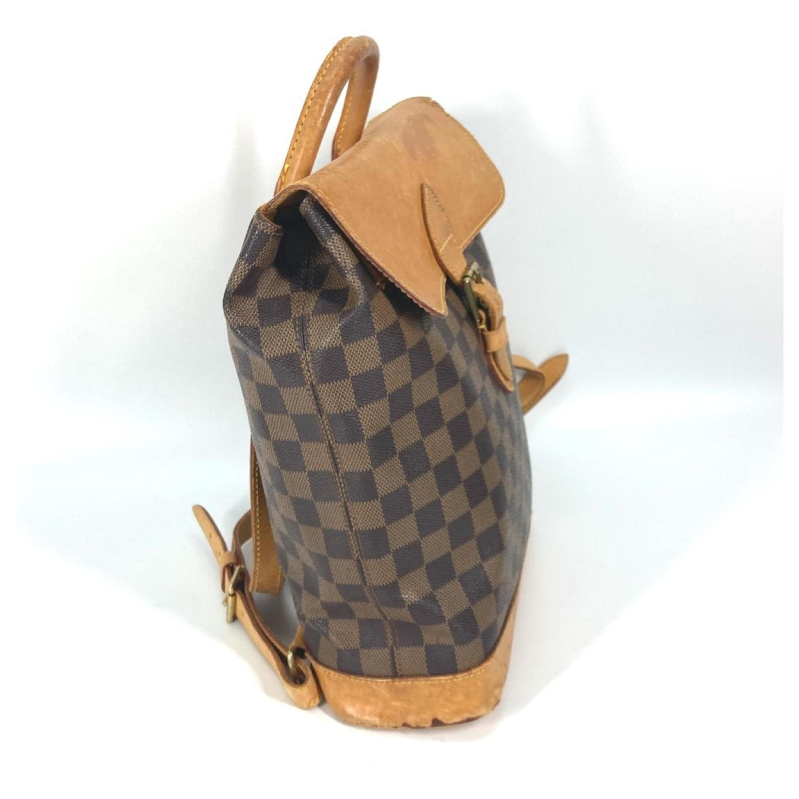 brown damier louis vuitton backpack // 2000 Ebene Soho  VSP Consignment Interior Lining Discolored Louis Vuitton Damier Harlequin 100th
