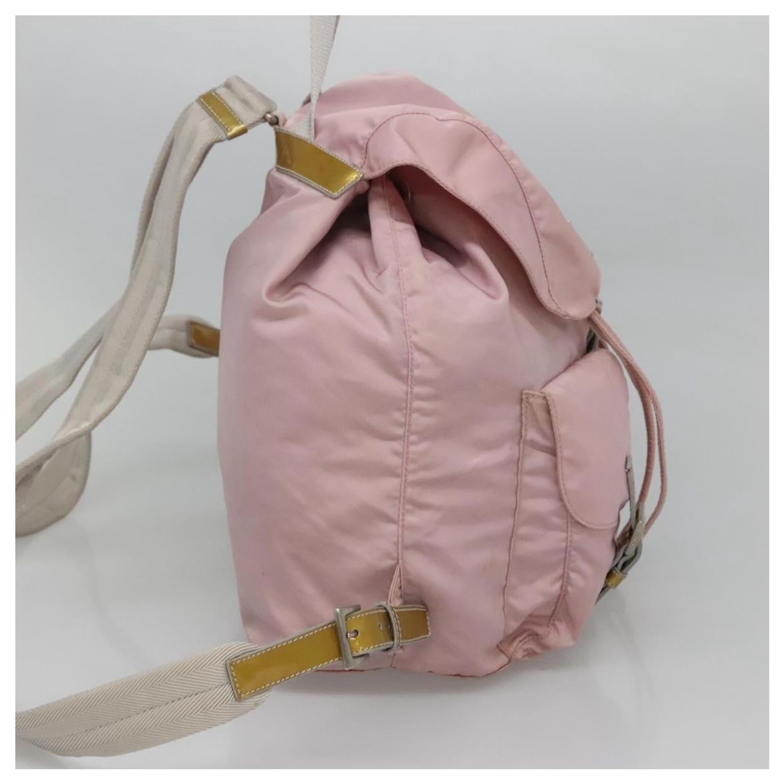 PRADA Backpack Nylon Pink Silver Auth ki5661 Prada Small Printed Re-Nylon Backpack - Alabaster Pink  main image 4