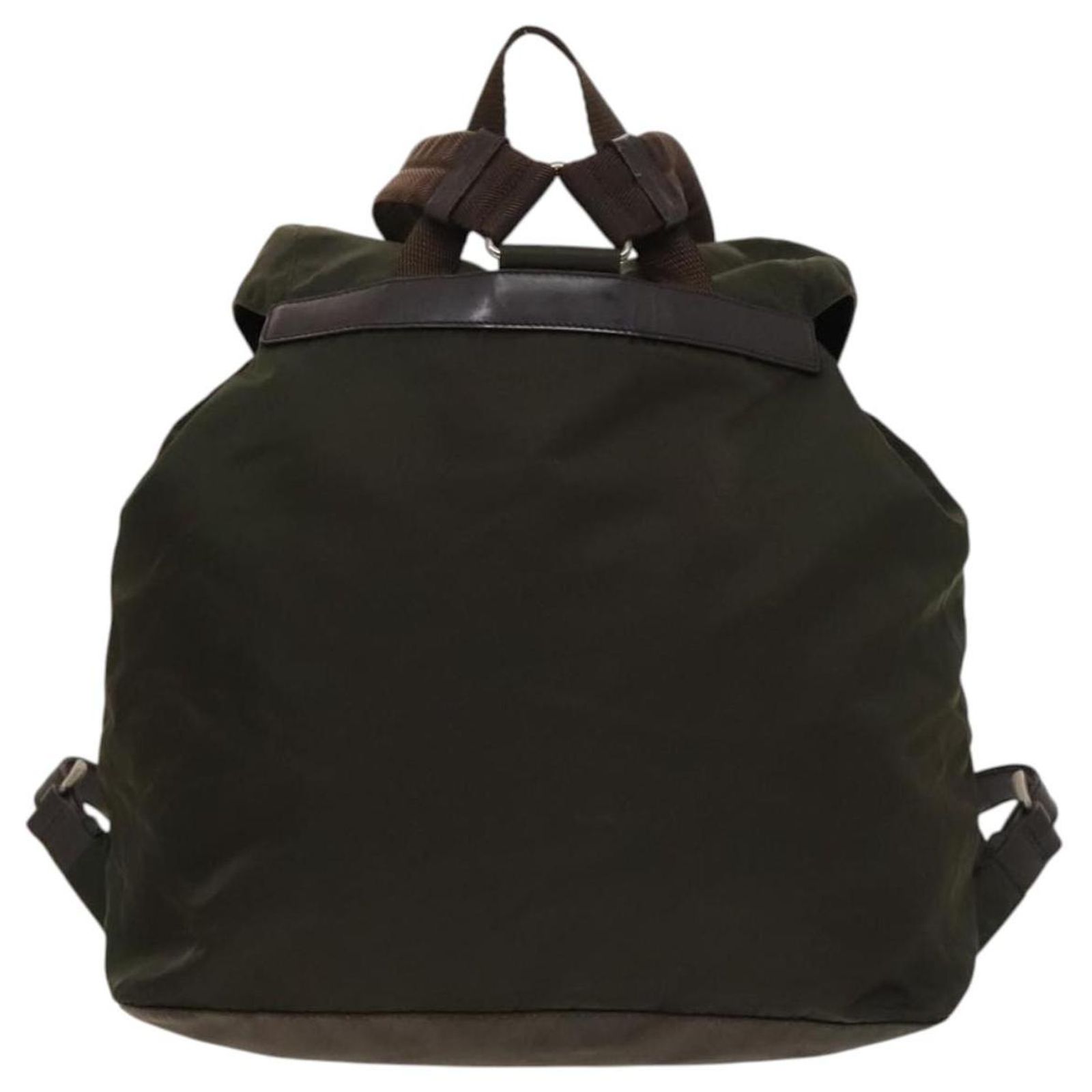 PRADA Backpack Nylon Khaki Silver Auth 152582 PRADA Backpack Nylon Khaki Silver Auth BA2515 Silvery ref  main image 3
